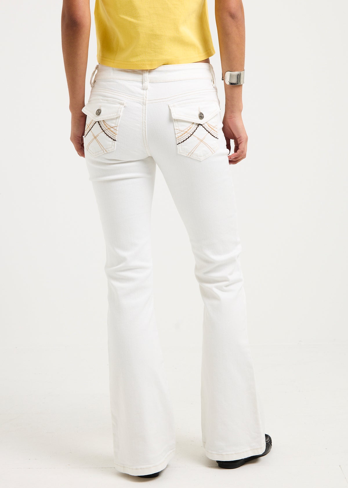 Sarki Low Rise Flare Denim Jeans VINTAGE WHITE