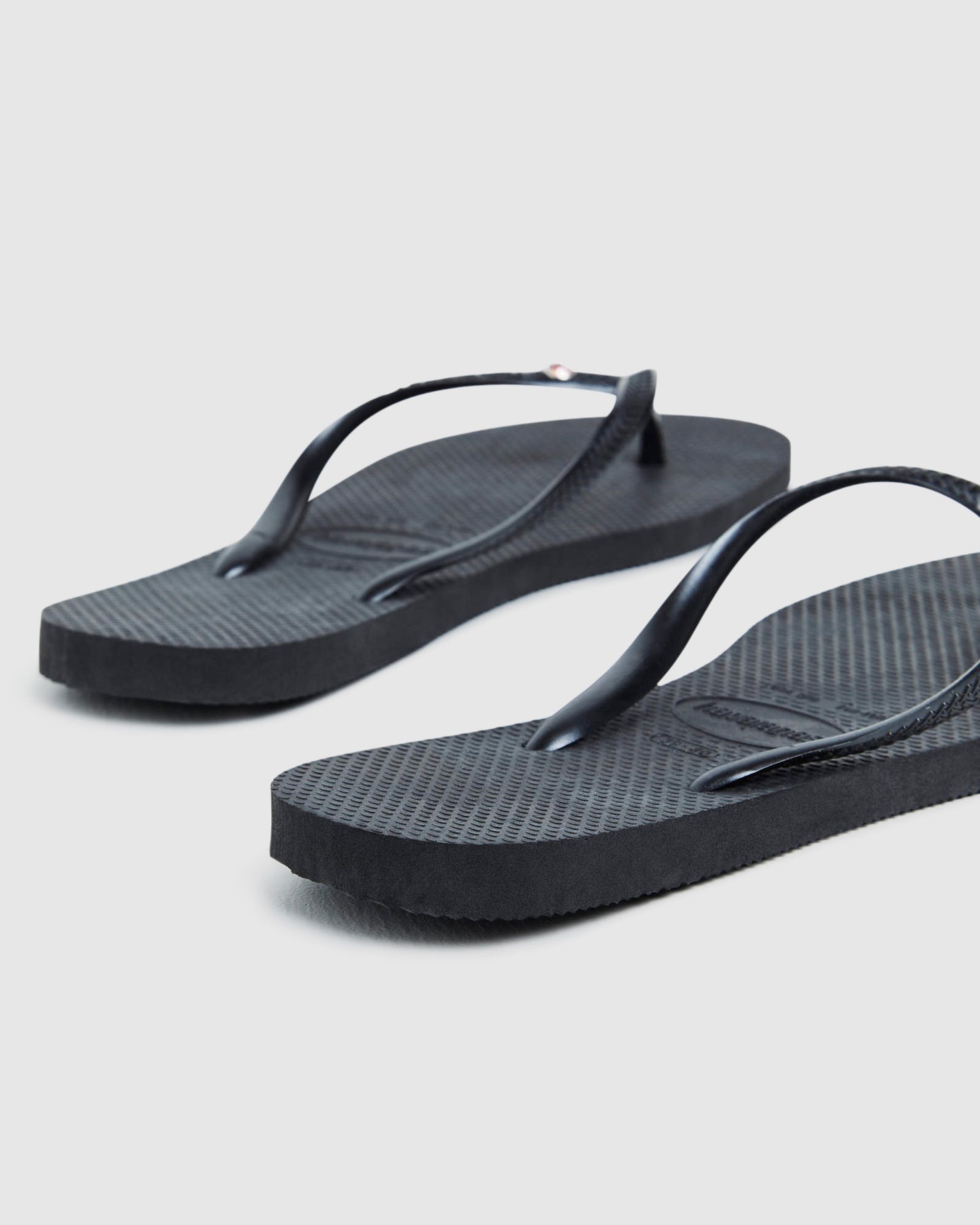 Slim Rose Crystal Thongs BLACK