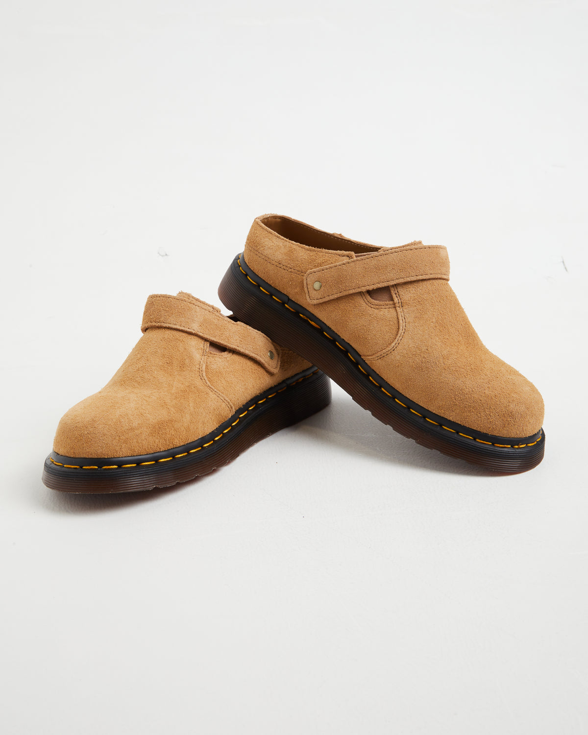 Isham Buckle Mules in Sandy Tan Desert Oasis Suede TAN