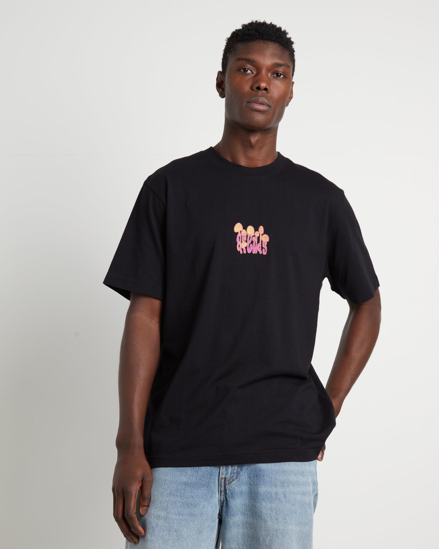 Psychedelic Retro Fit Short Sleeve T-Shirt in Black