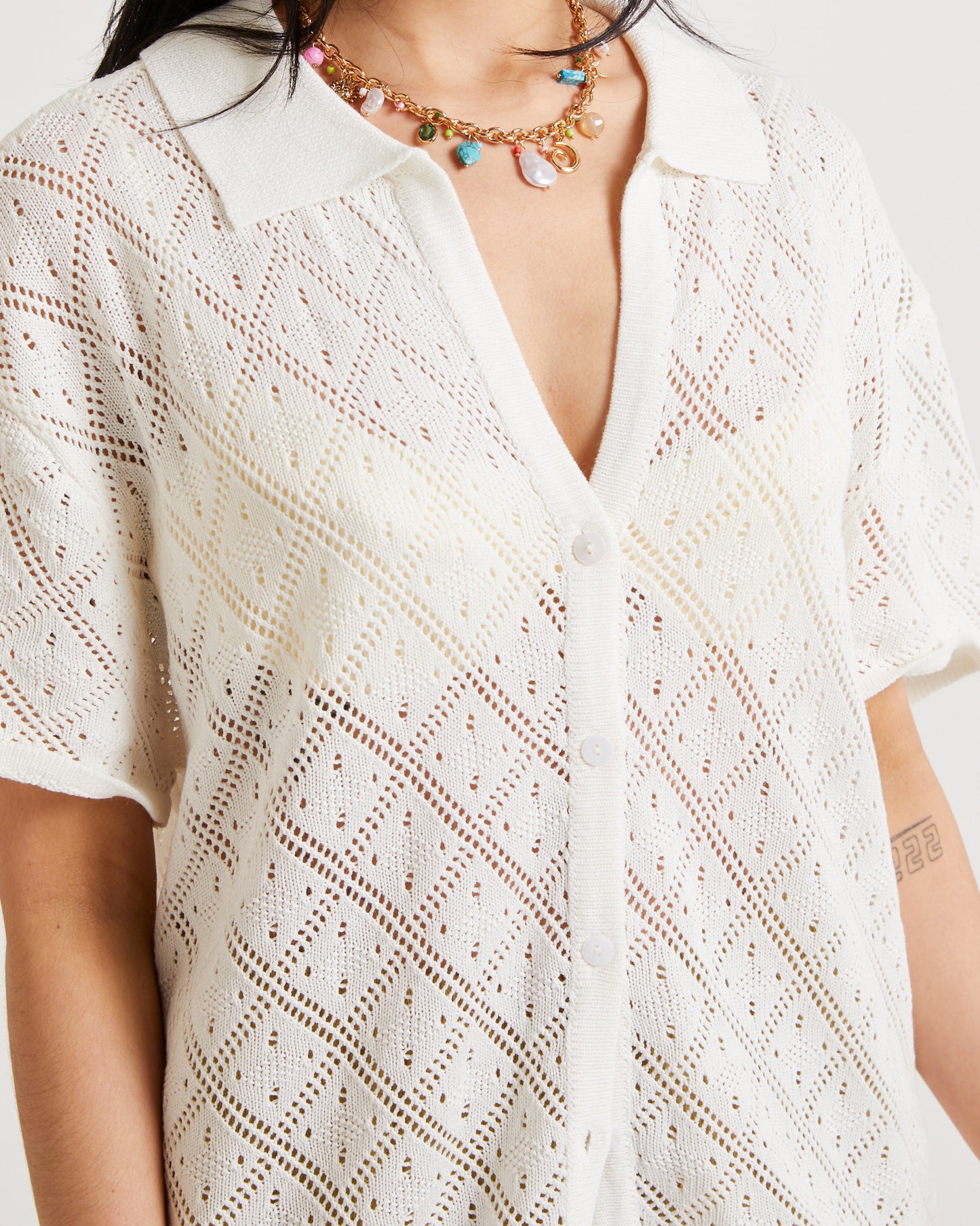 Lexi Crochet Shirt White