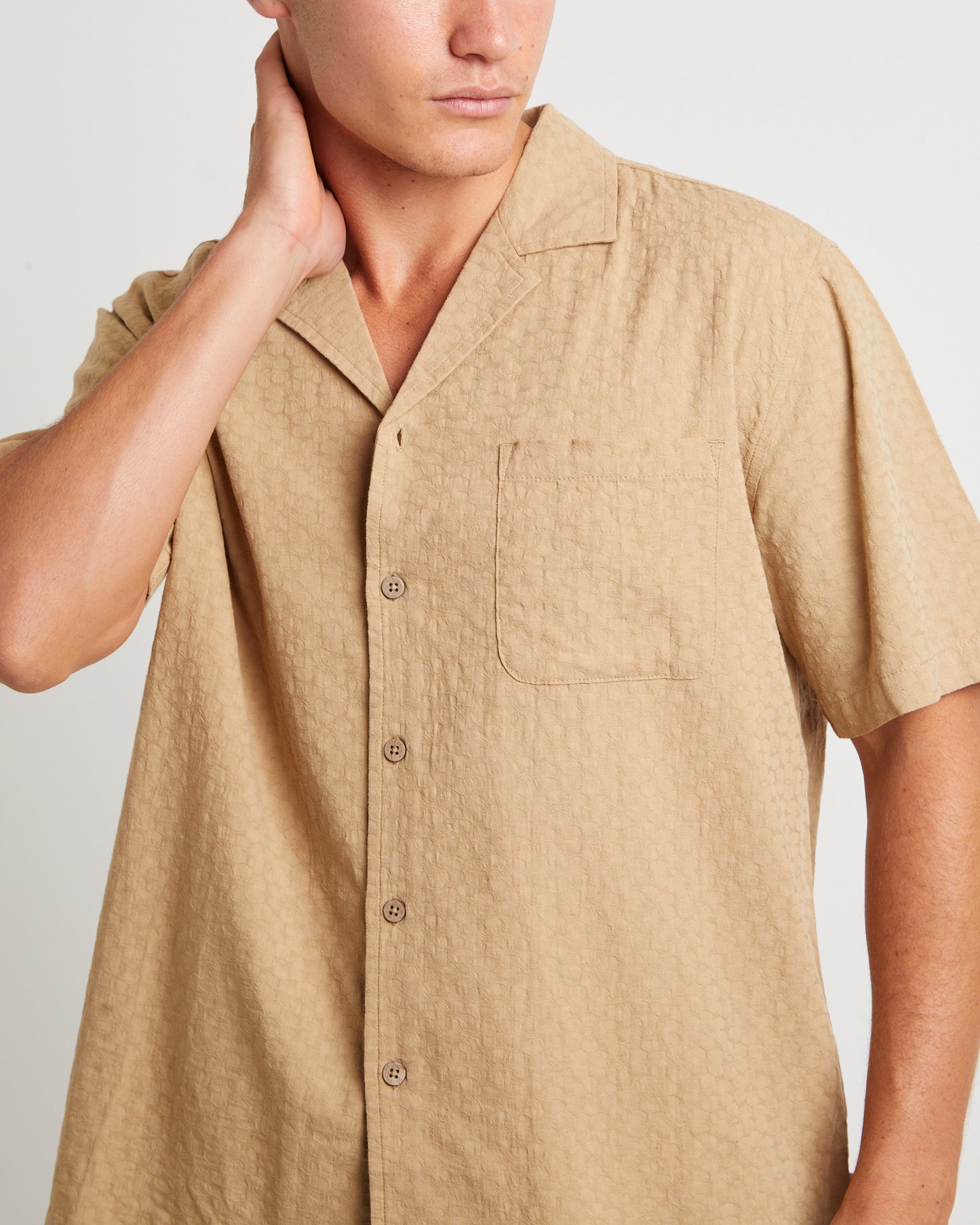 Double Wish Short Sleeve Resort Shirt in Tan