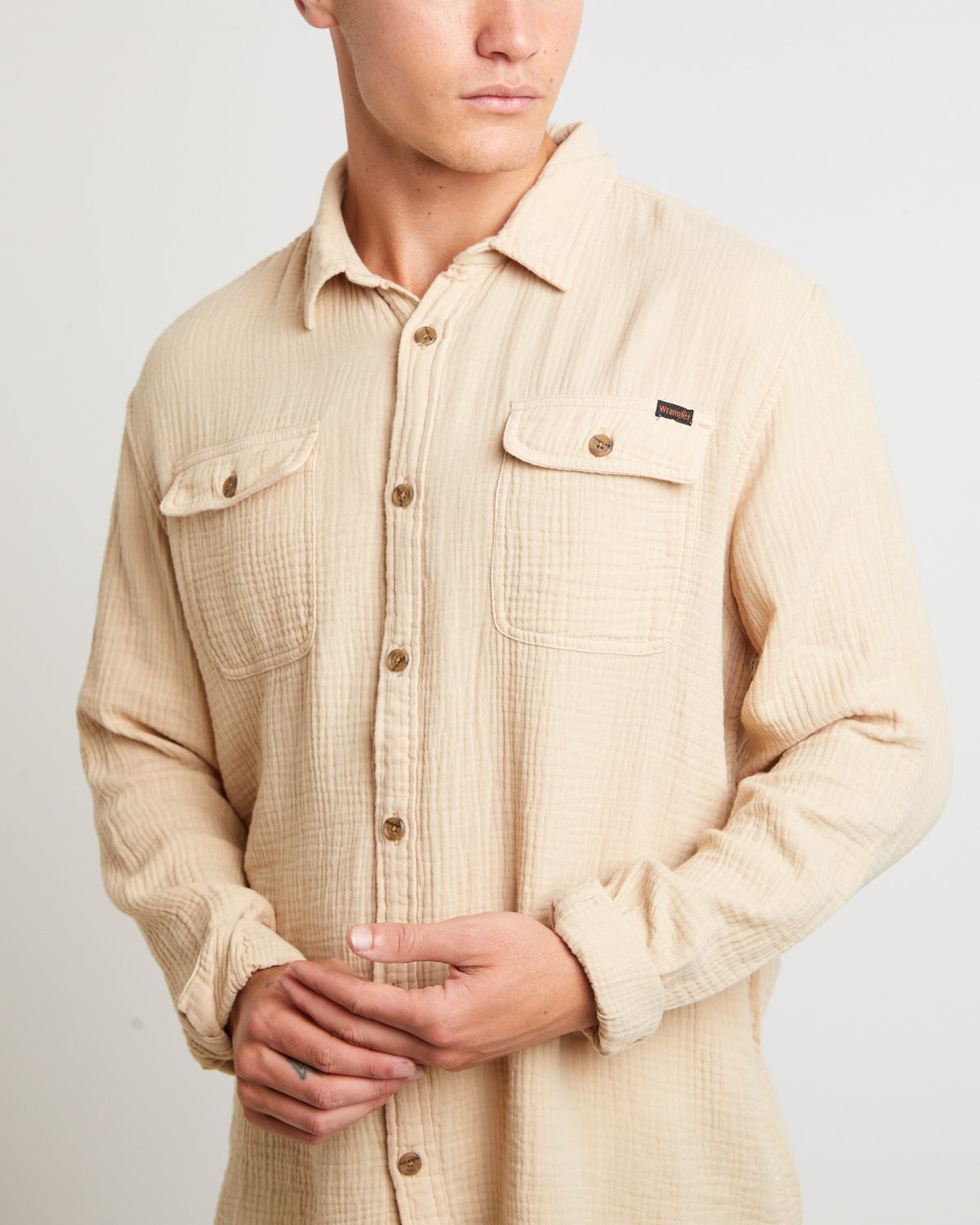 Parallels Long Sleeve Shirt in Driftwood Natural NATURAL