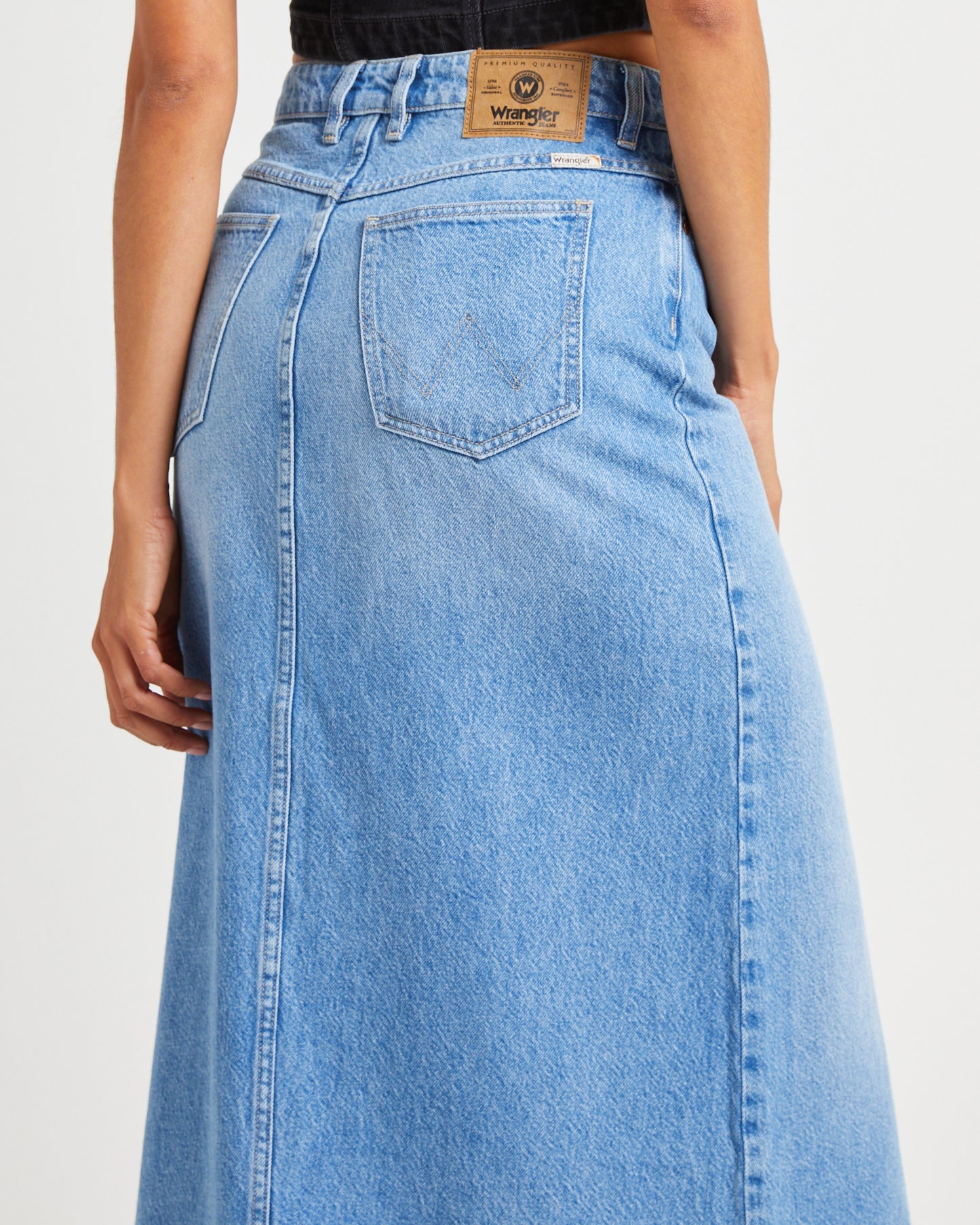 Repair Denim Maxi Skirt in