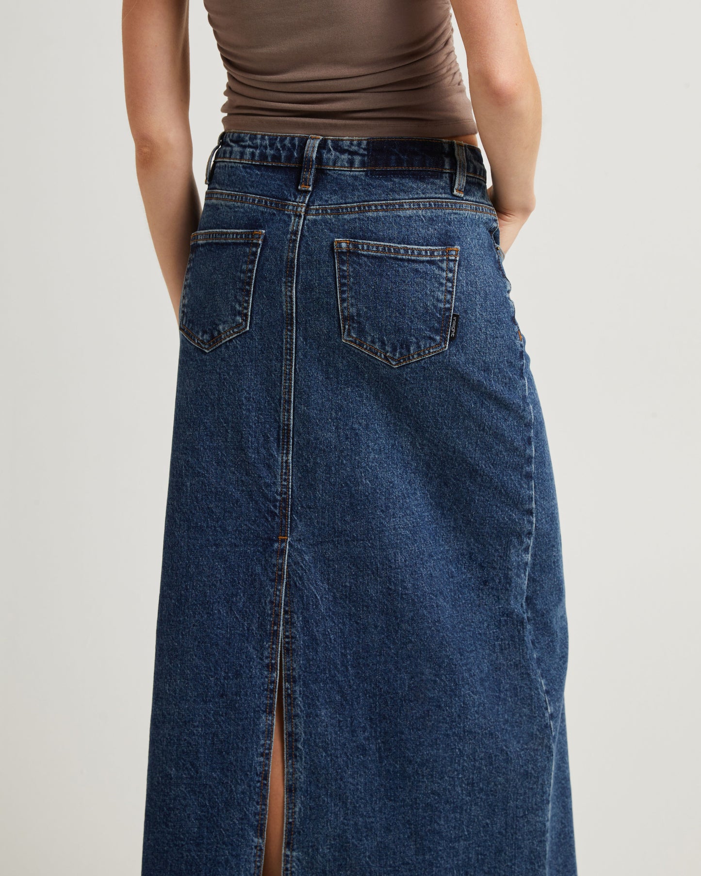 Naya Maxi Denim Skirt Grunge Blue