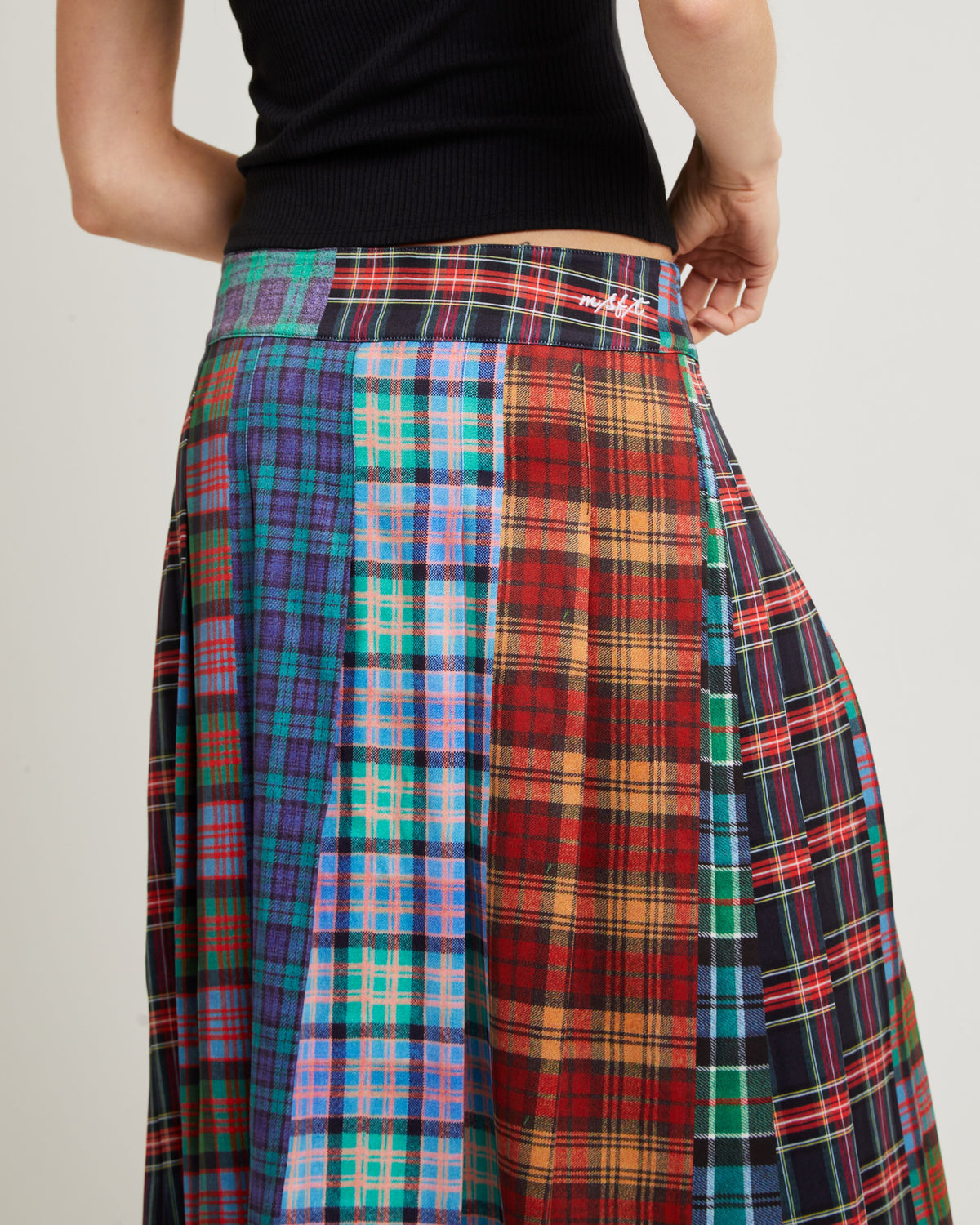 Paris Texas Midi Skirt BLUE CHECK