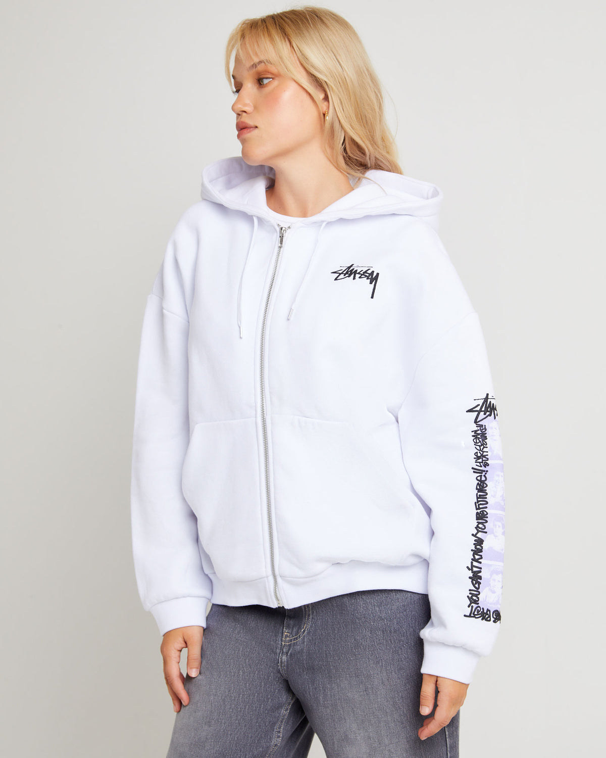 Youth Brigade Zip Thru Hoodie WHITE