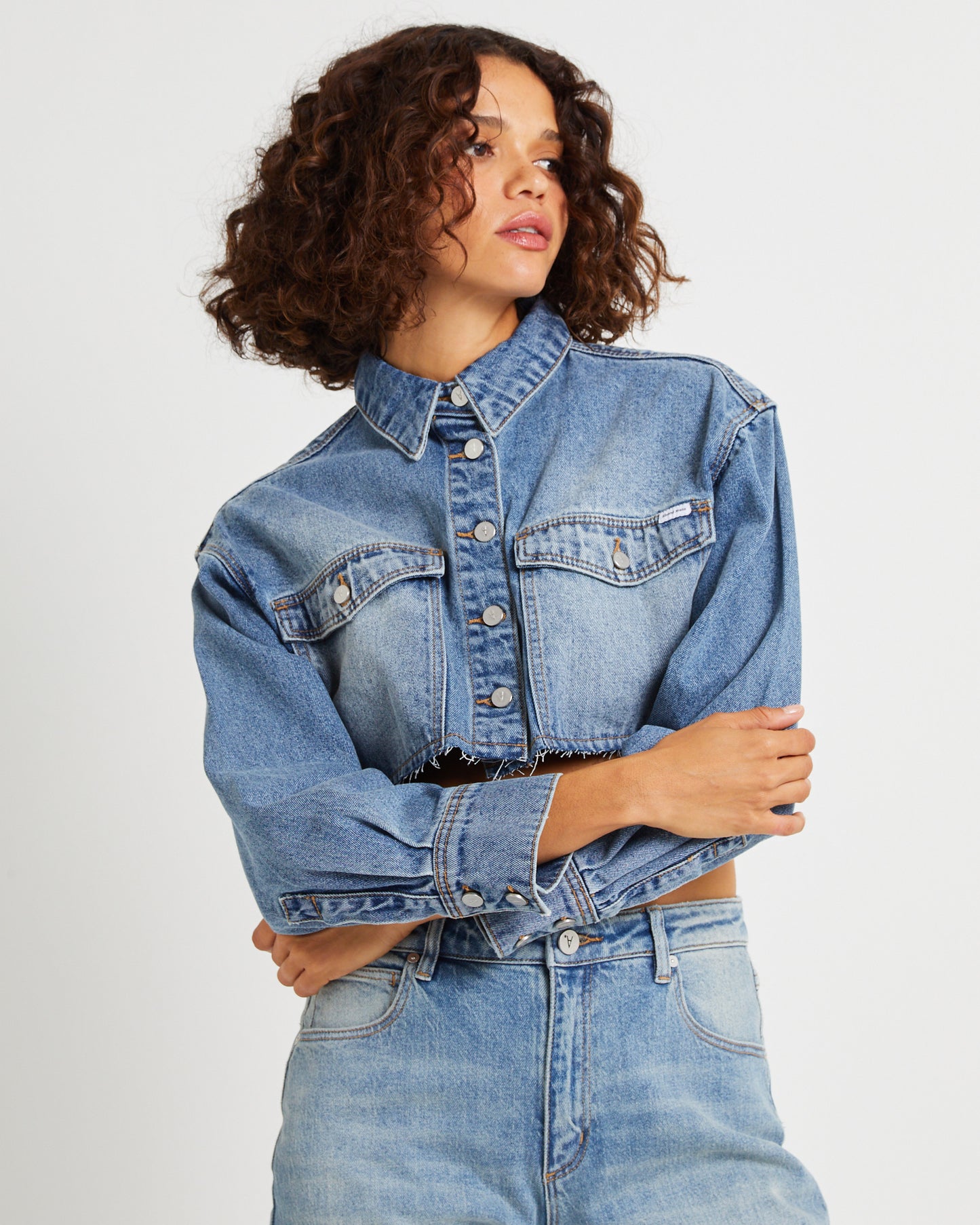 Cropped Denim Shacket Lula