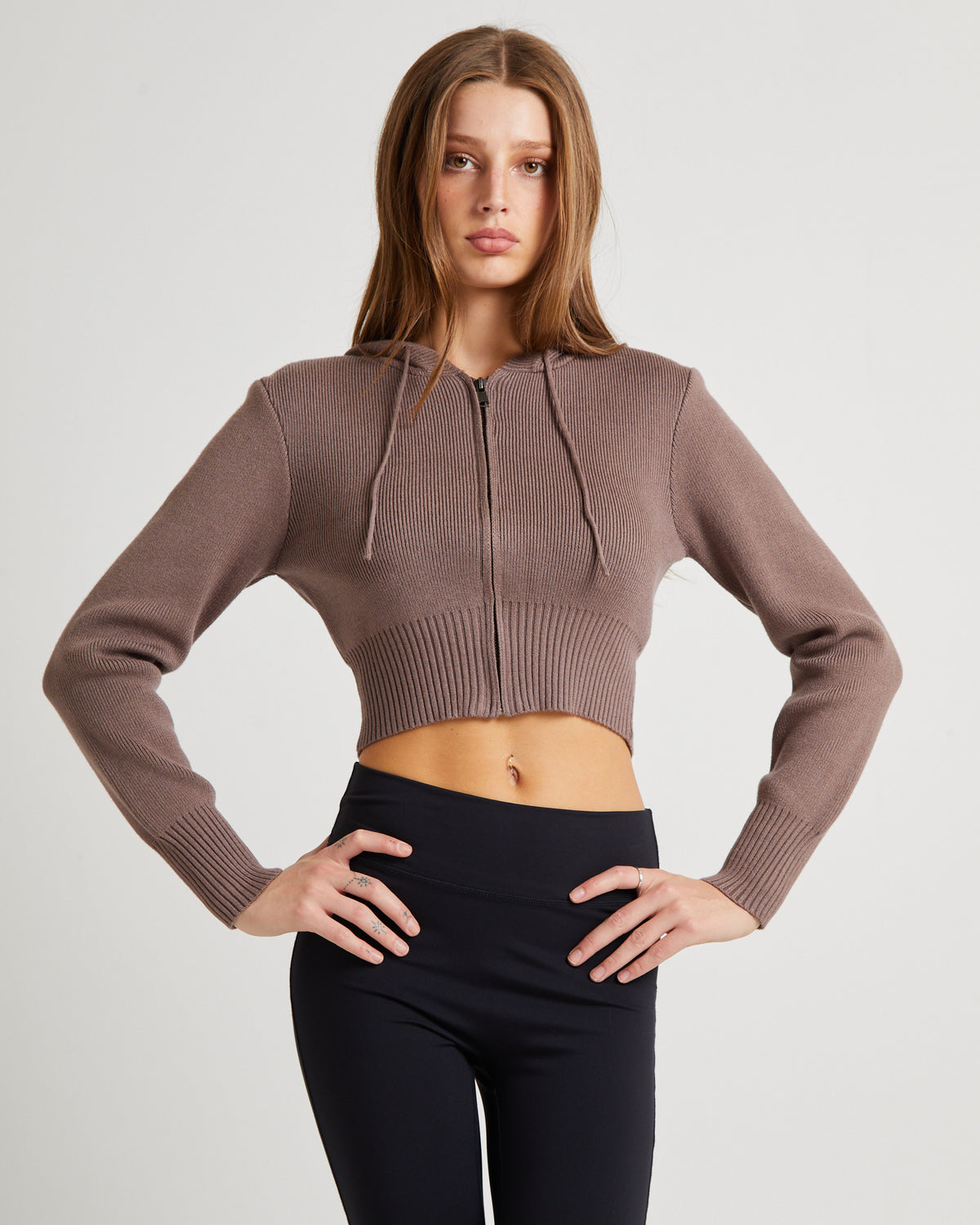 Maylee Knit Zip Through Hoodie SLATE