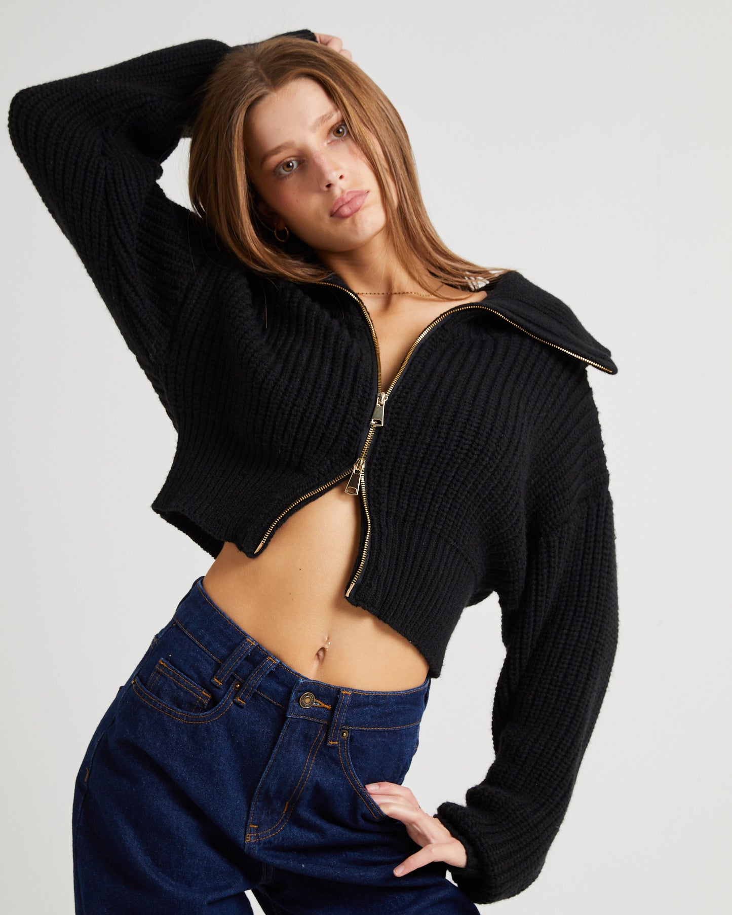 Simmy Double Zip Knit Top
