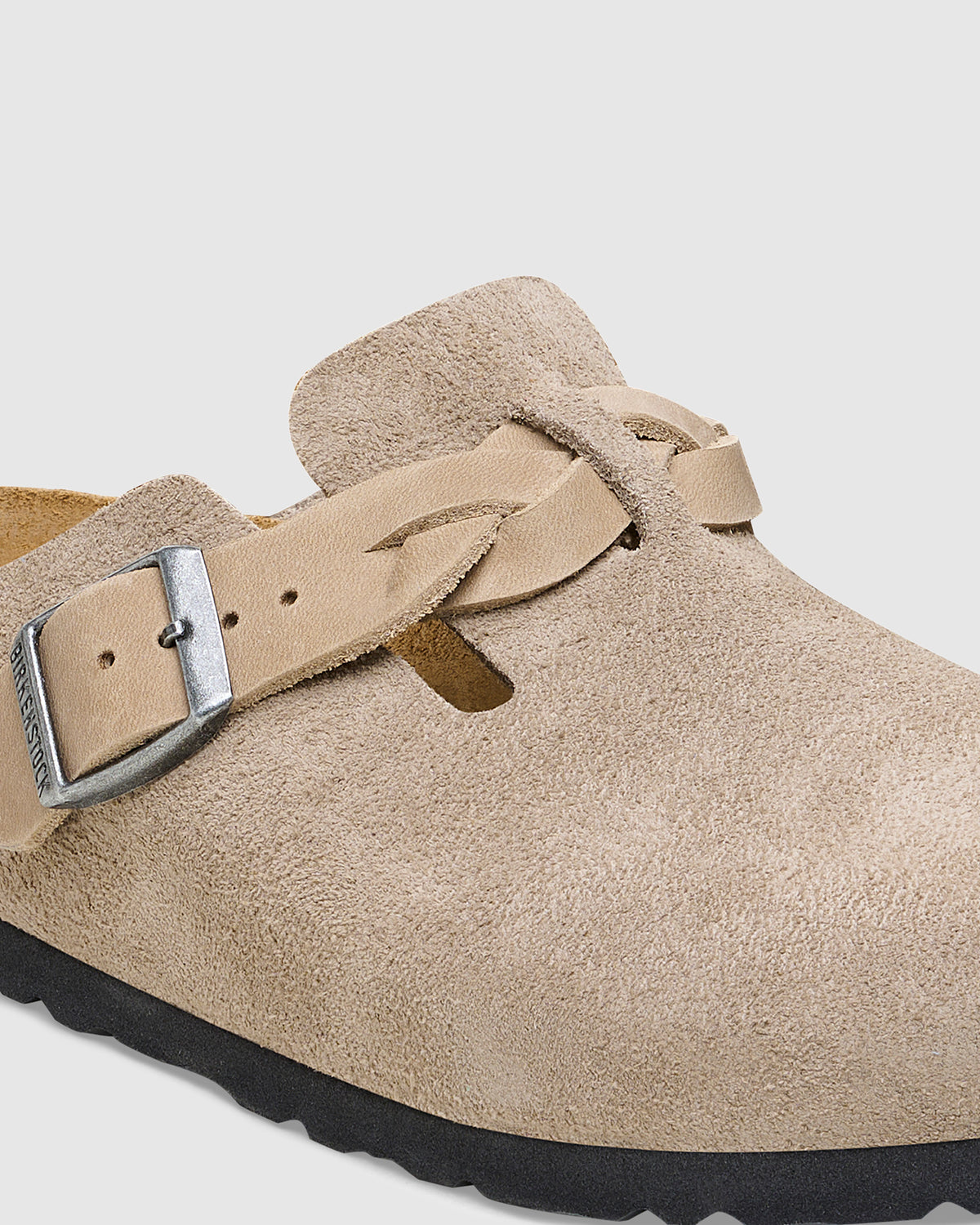 Boston Braided Suede Leather Clog Taupe