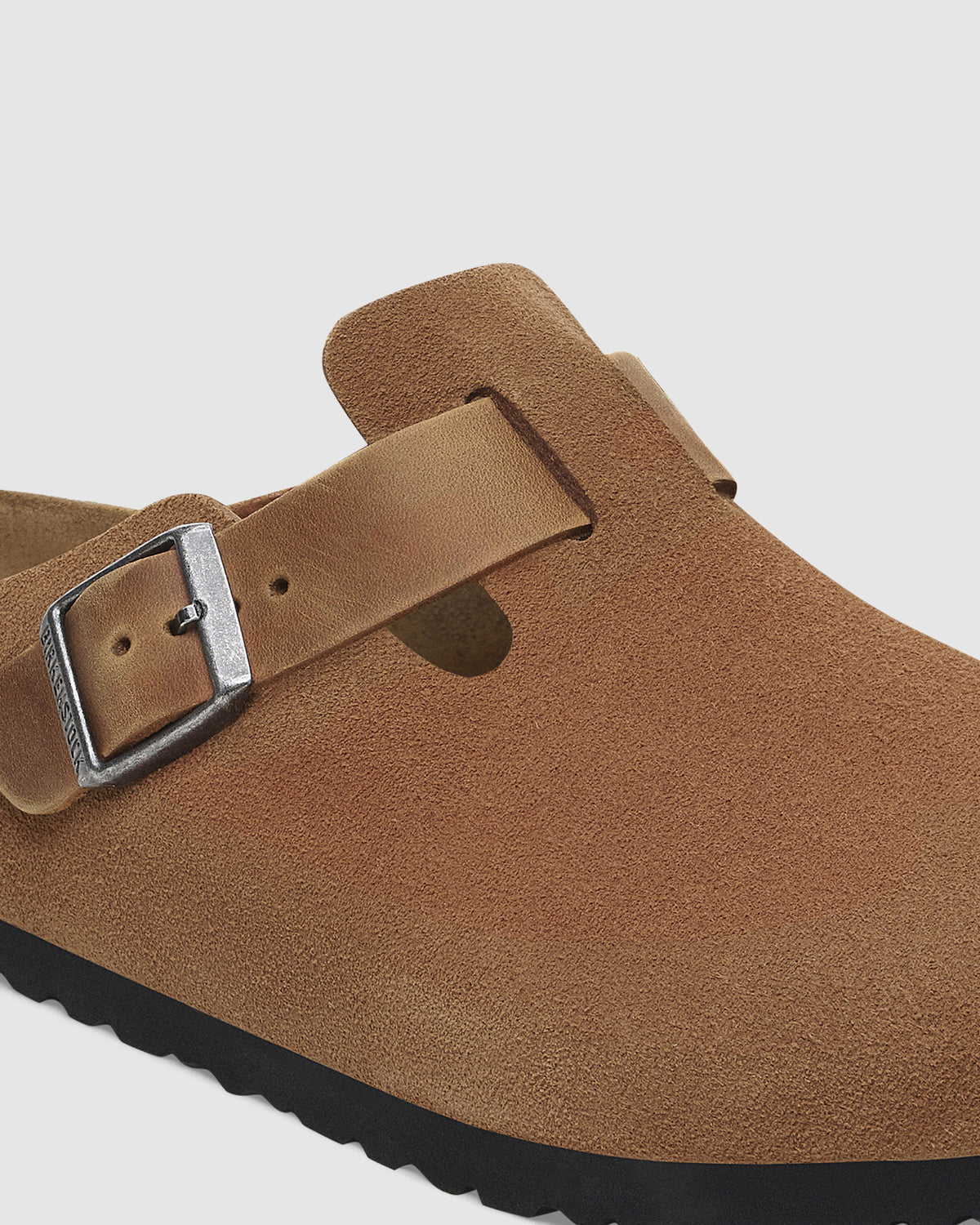 Boston Oiled/Suede Mixed Leather Clog Cognac