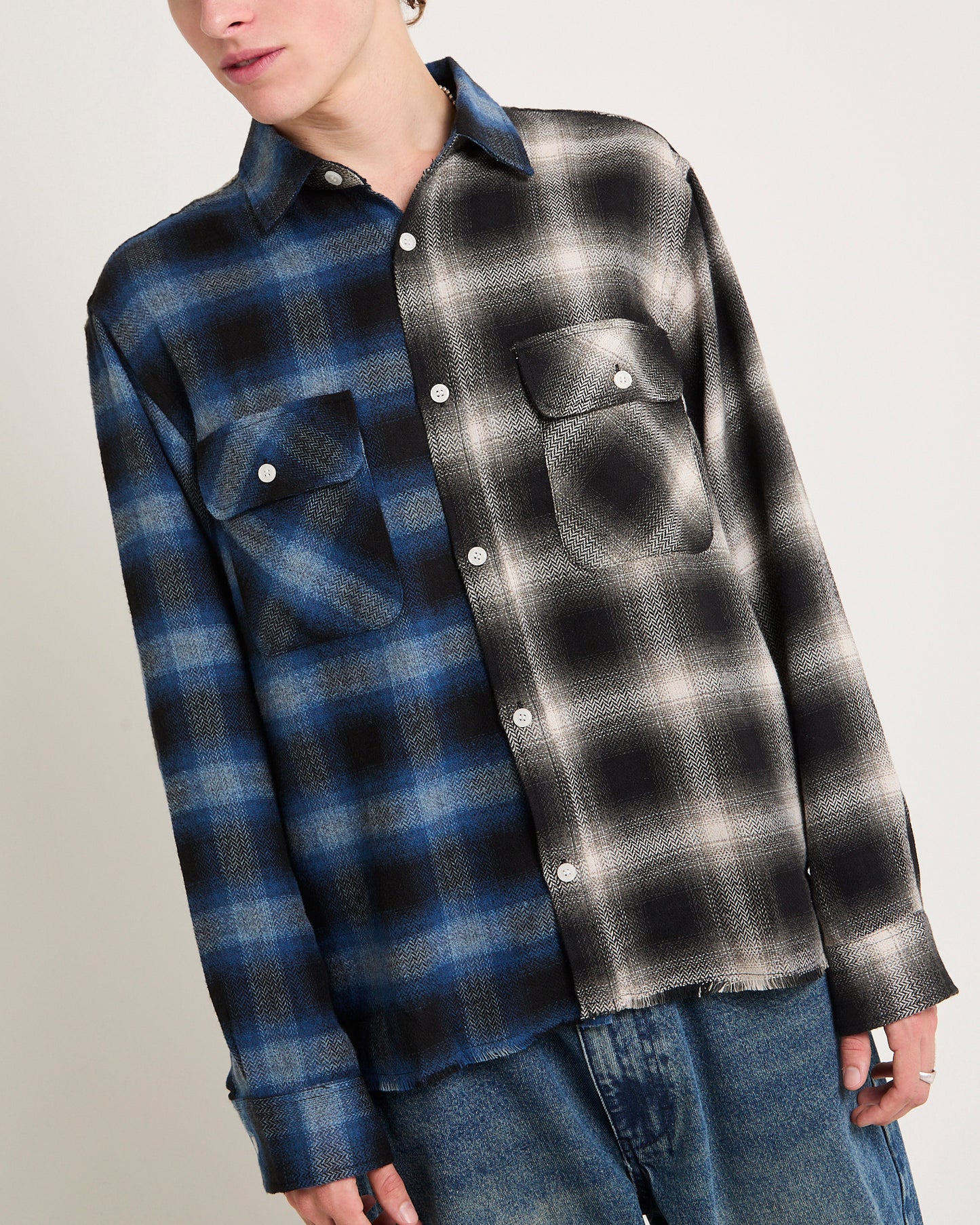 Split Flannel Long Sleeve Shirt