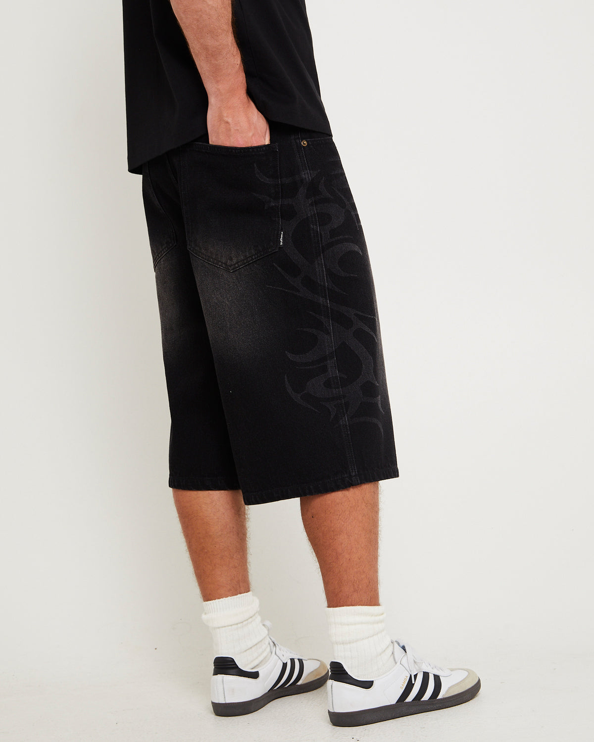 Visions Baggy Y2K Jorts WORN BLACK