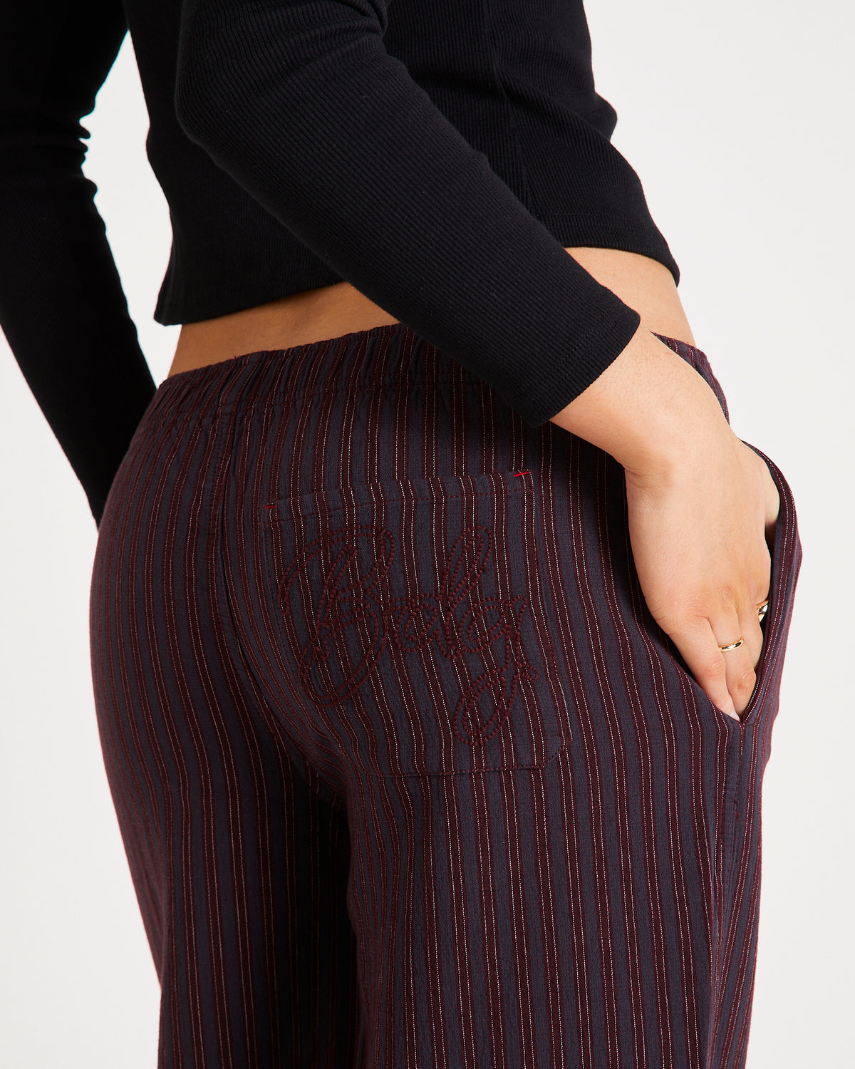 BDG Ami Stripe Trousers BURGUNDY
