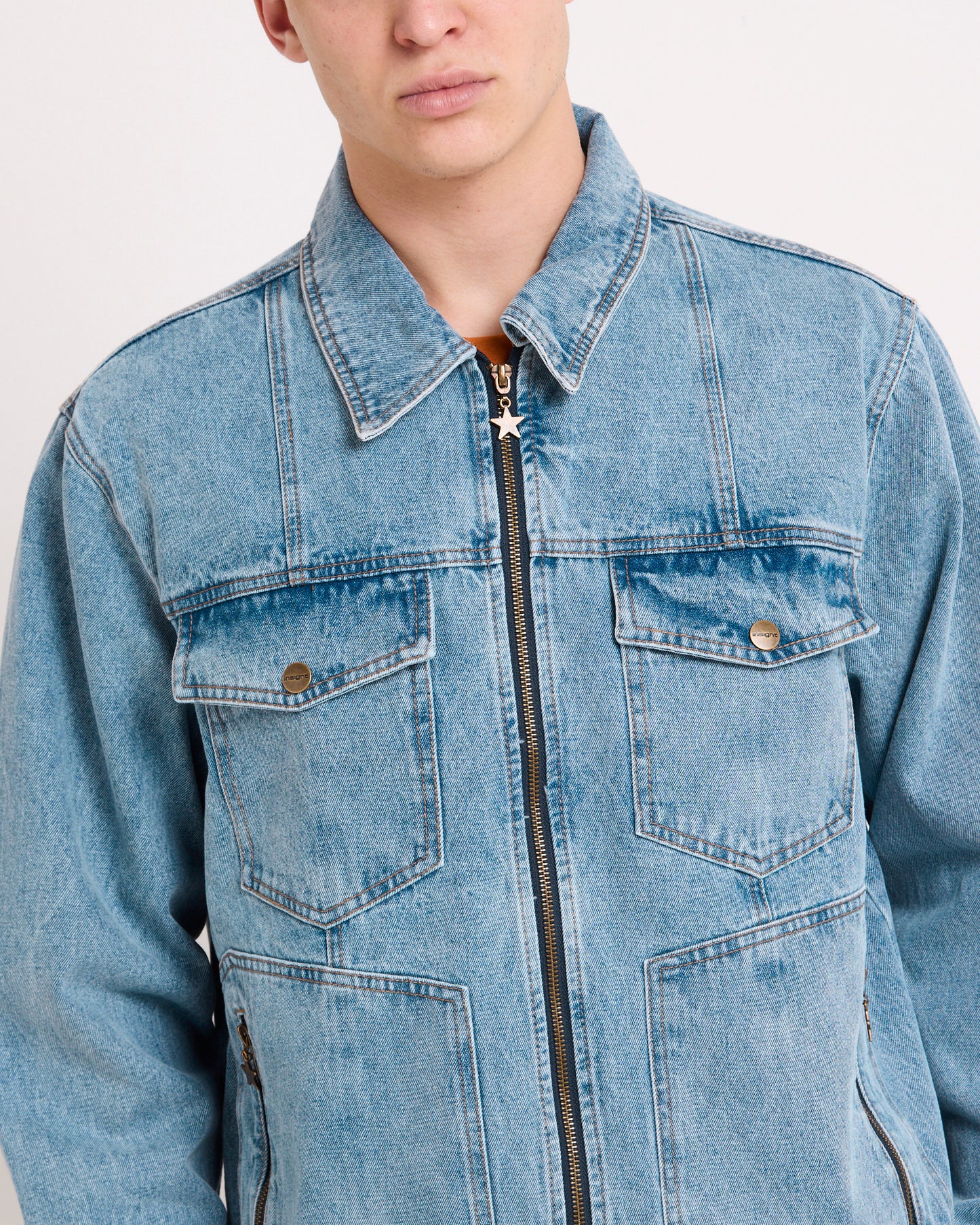 Halls Cropped Harrington Denim Jacket