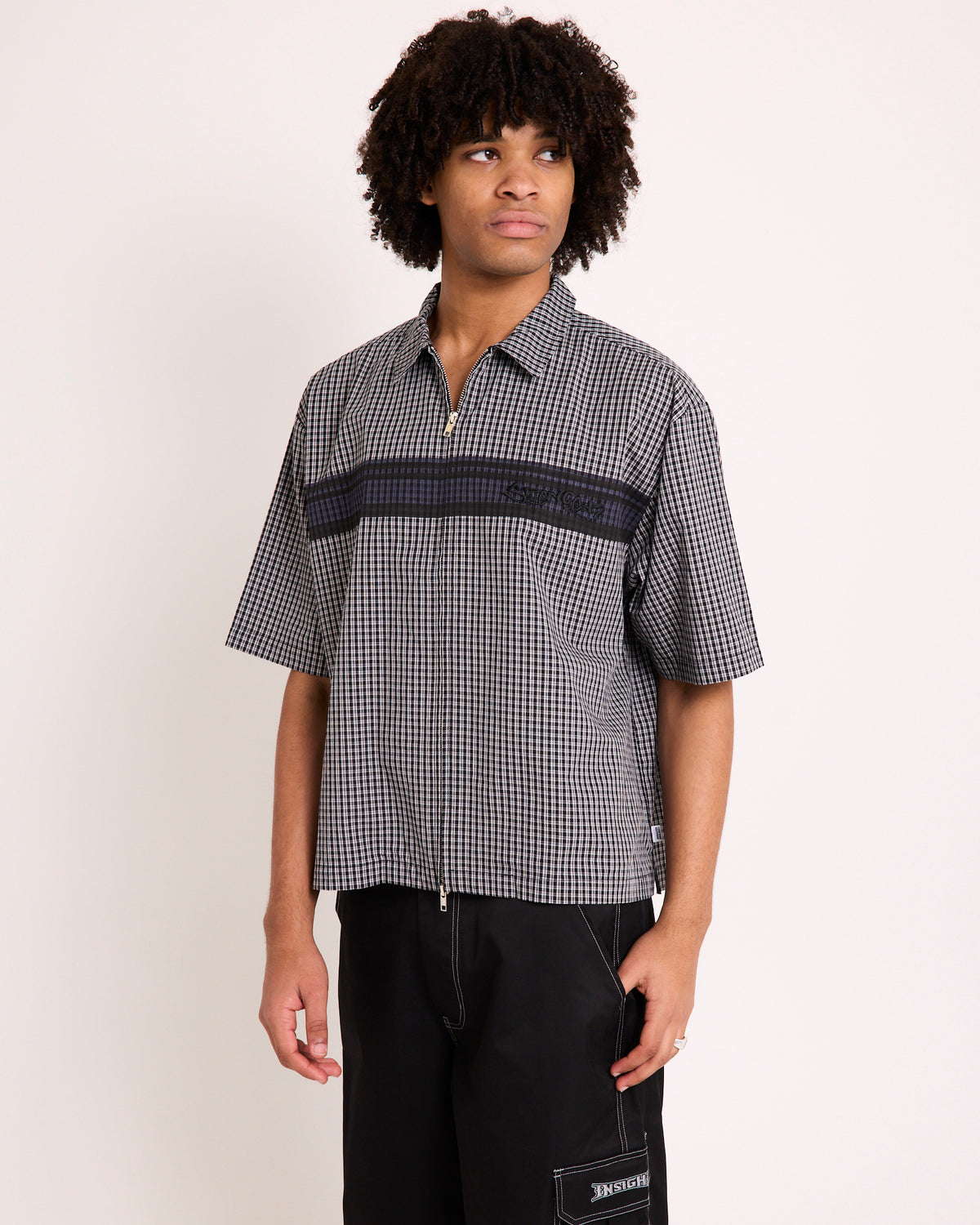 Wilson Print Short Sleeve Zip Shirt GREY