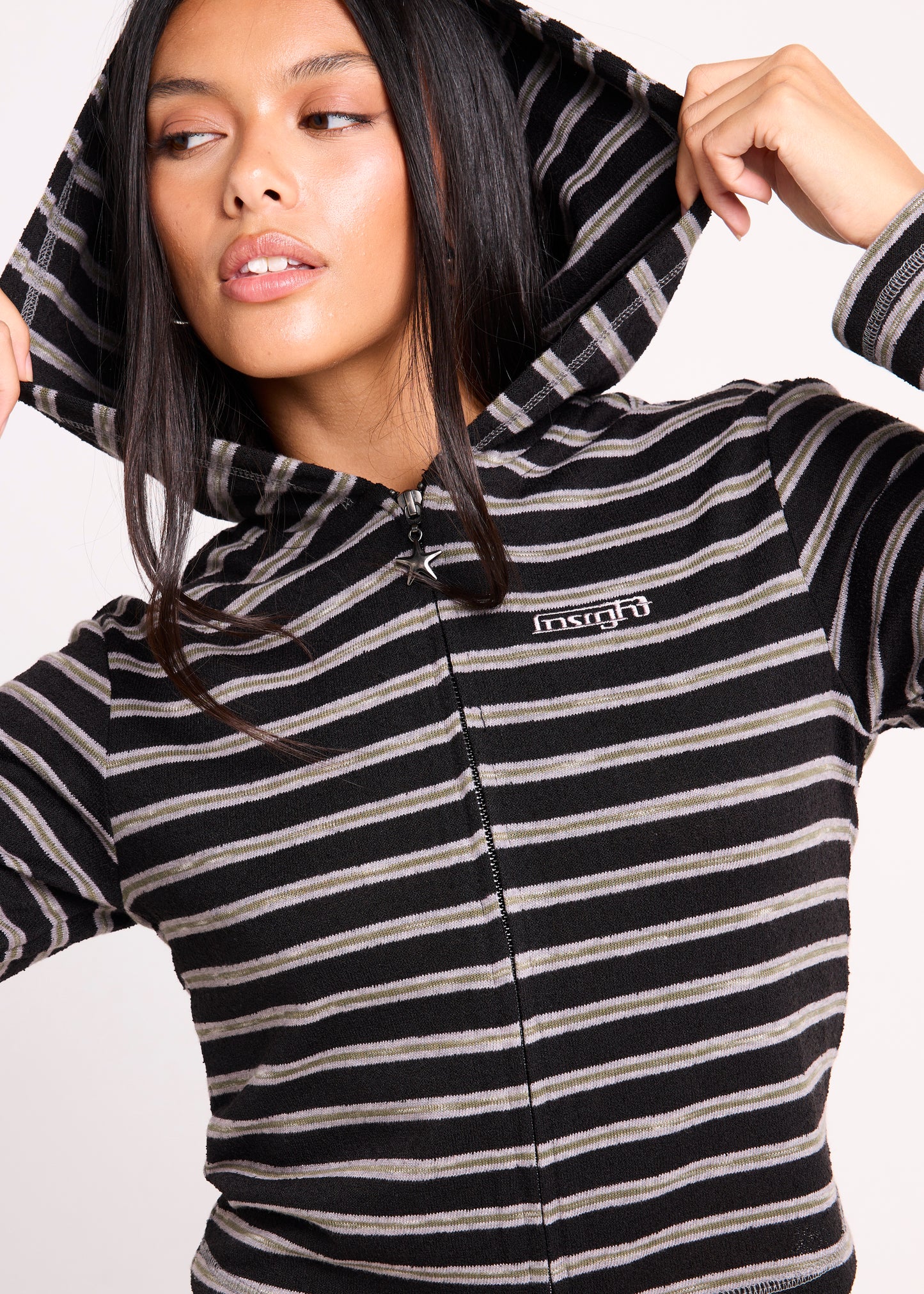 Farrah Stripe Zip Hoody