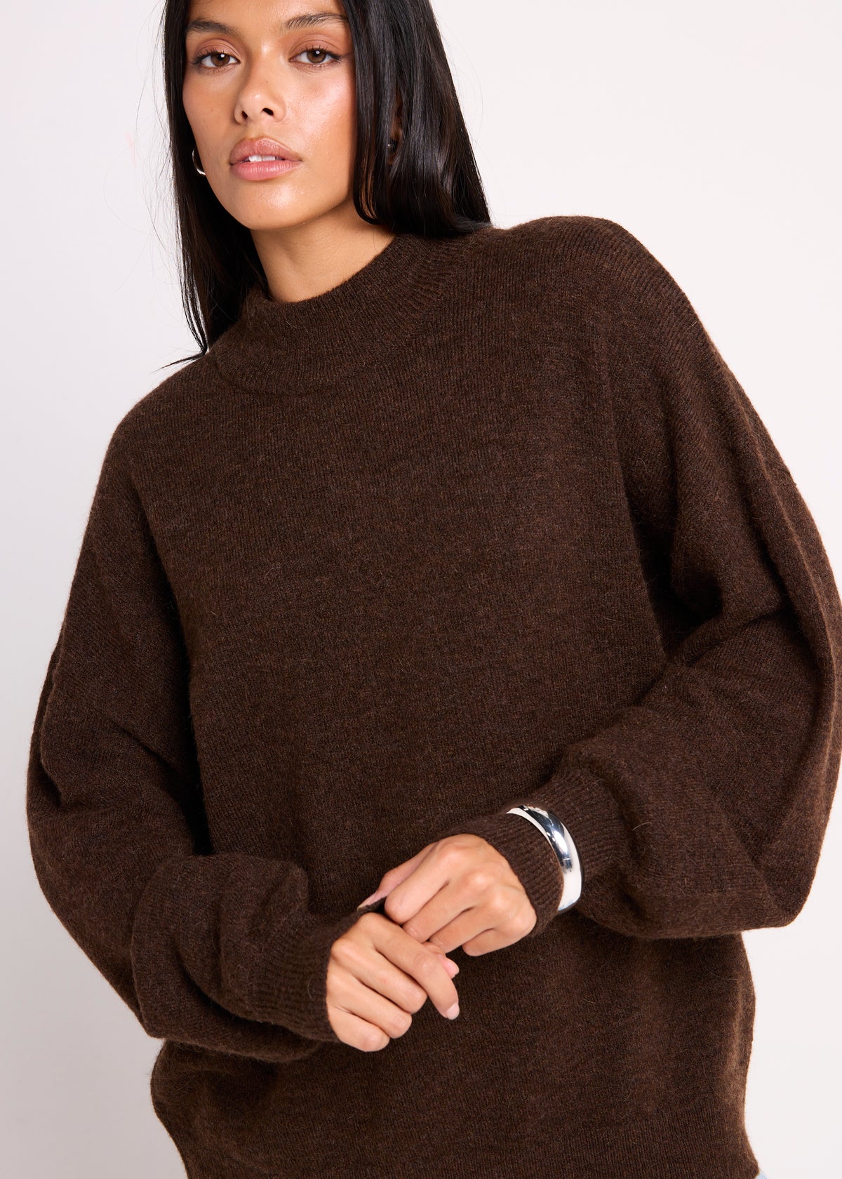 Tiana Crew Neck Knit Jumper CHOCOLATE