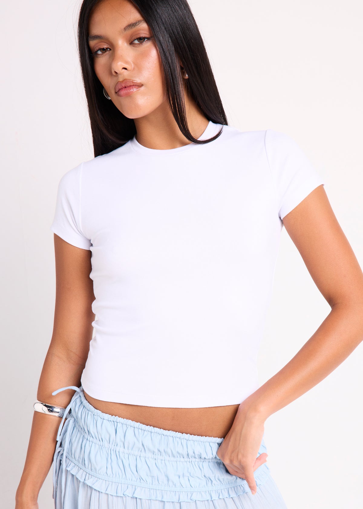 Slinky Fitted T-Shirt WHITE