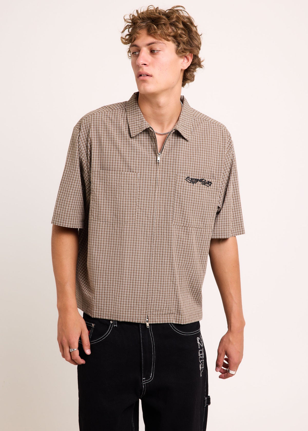 Wilson Short Sleeve Zip Shirt BROWN