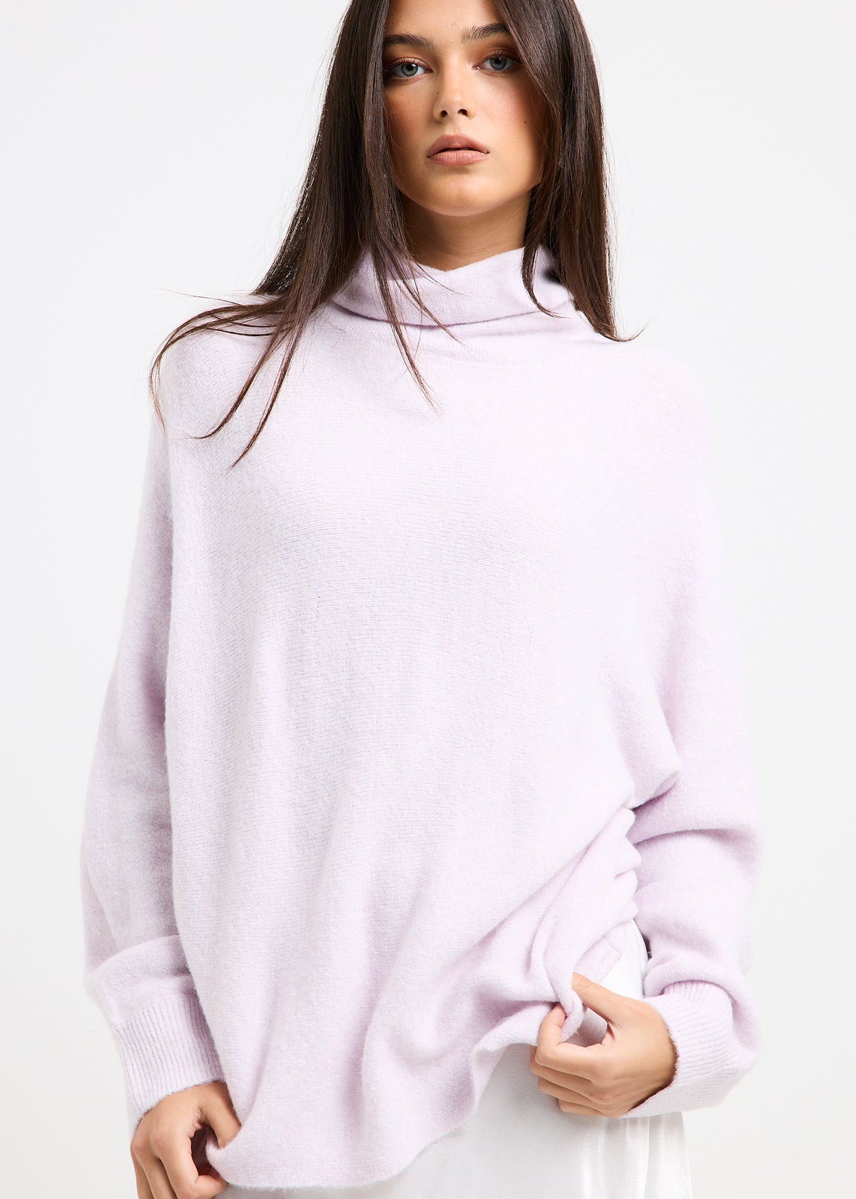 Anna Cowl Batwing Knit Jumper ORCHID