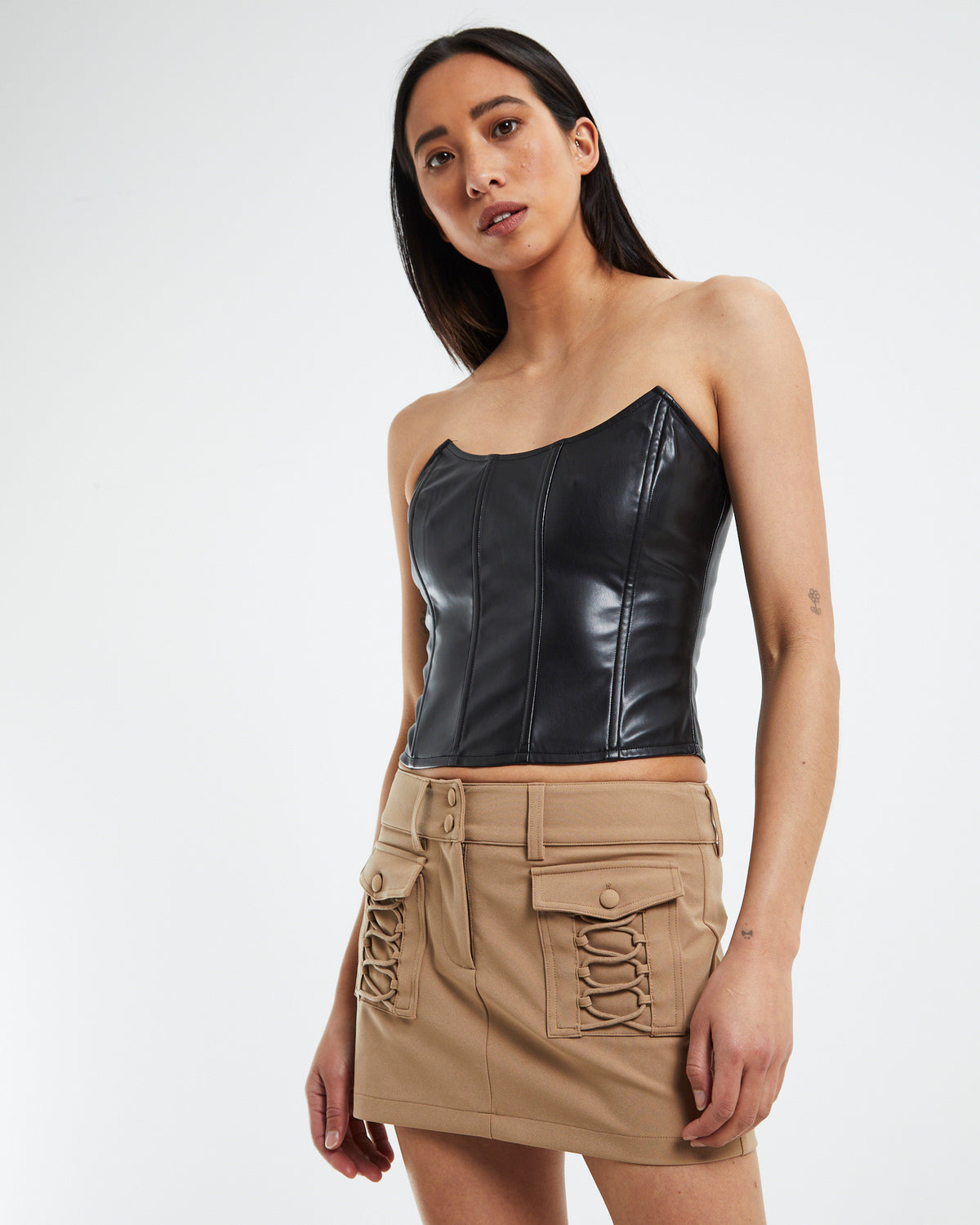 Raquel Corset Detail Skirt BEIGE