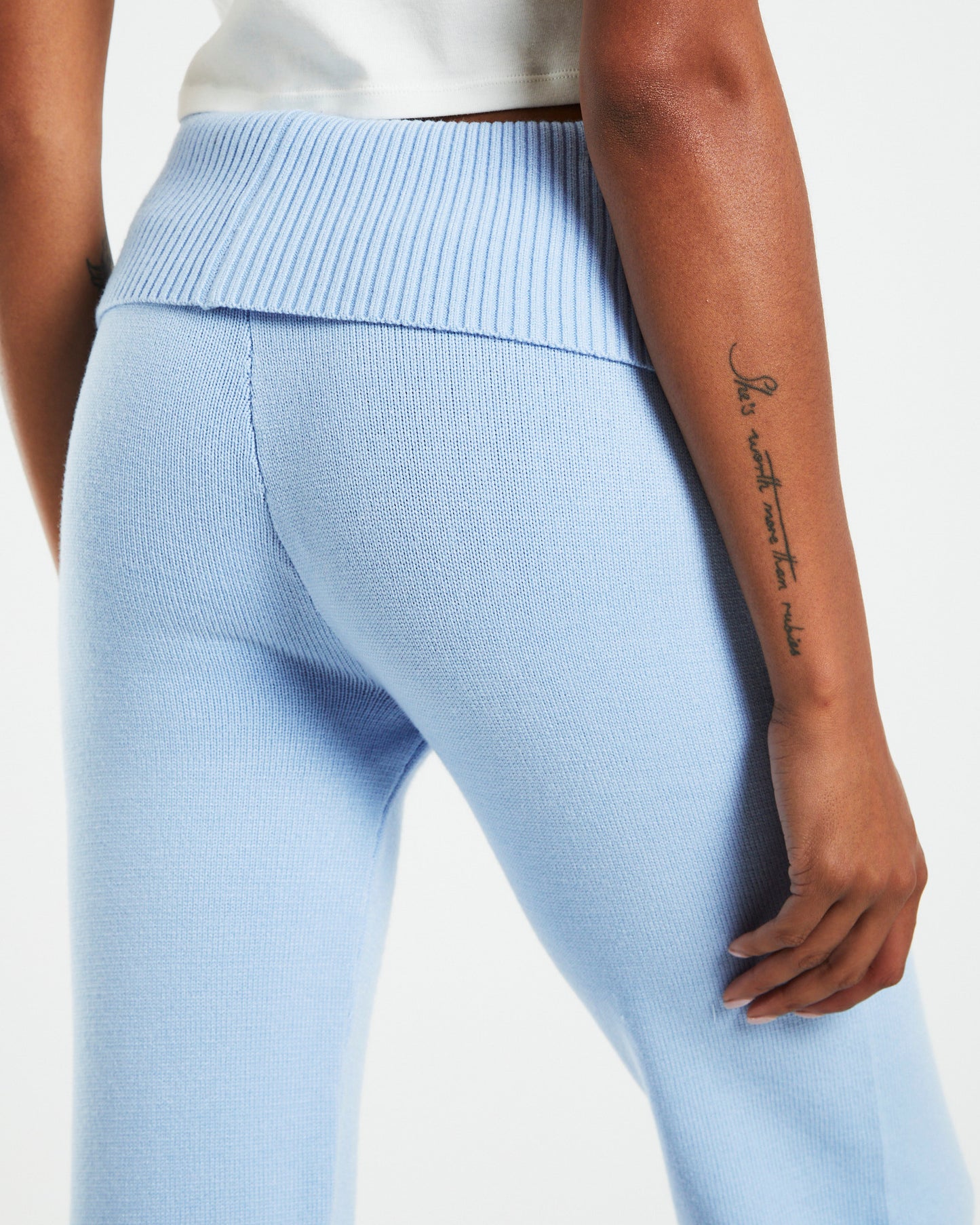 Effie Low Rise Knit Pants Blue