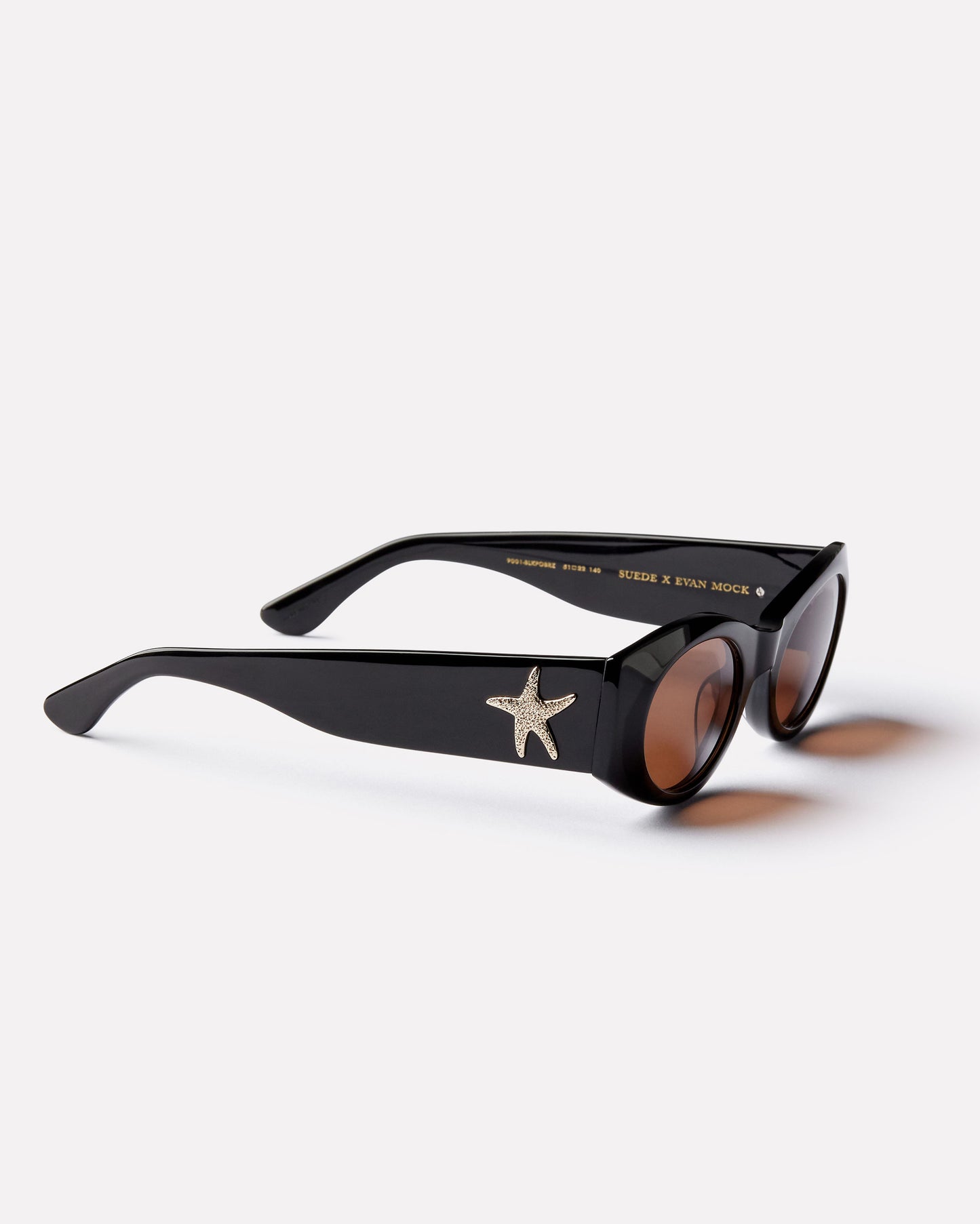 Evan Mock X Suede Sunglasses in Black Polished/Bronze Amber