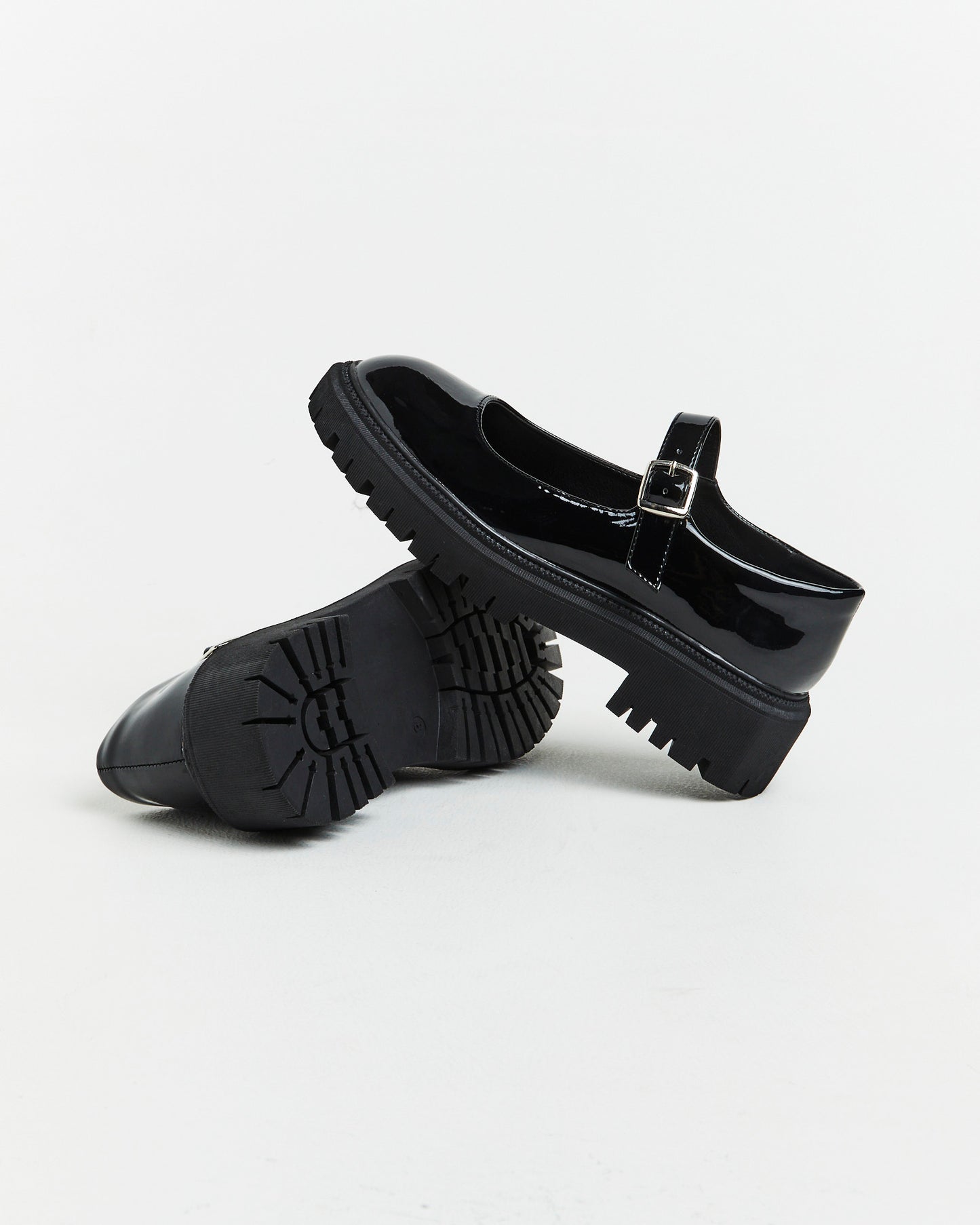 Exit Patent PU Mary Jane Loafers in Black
