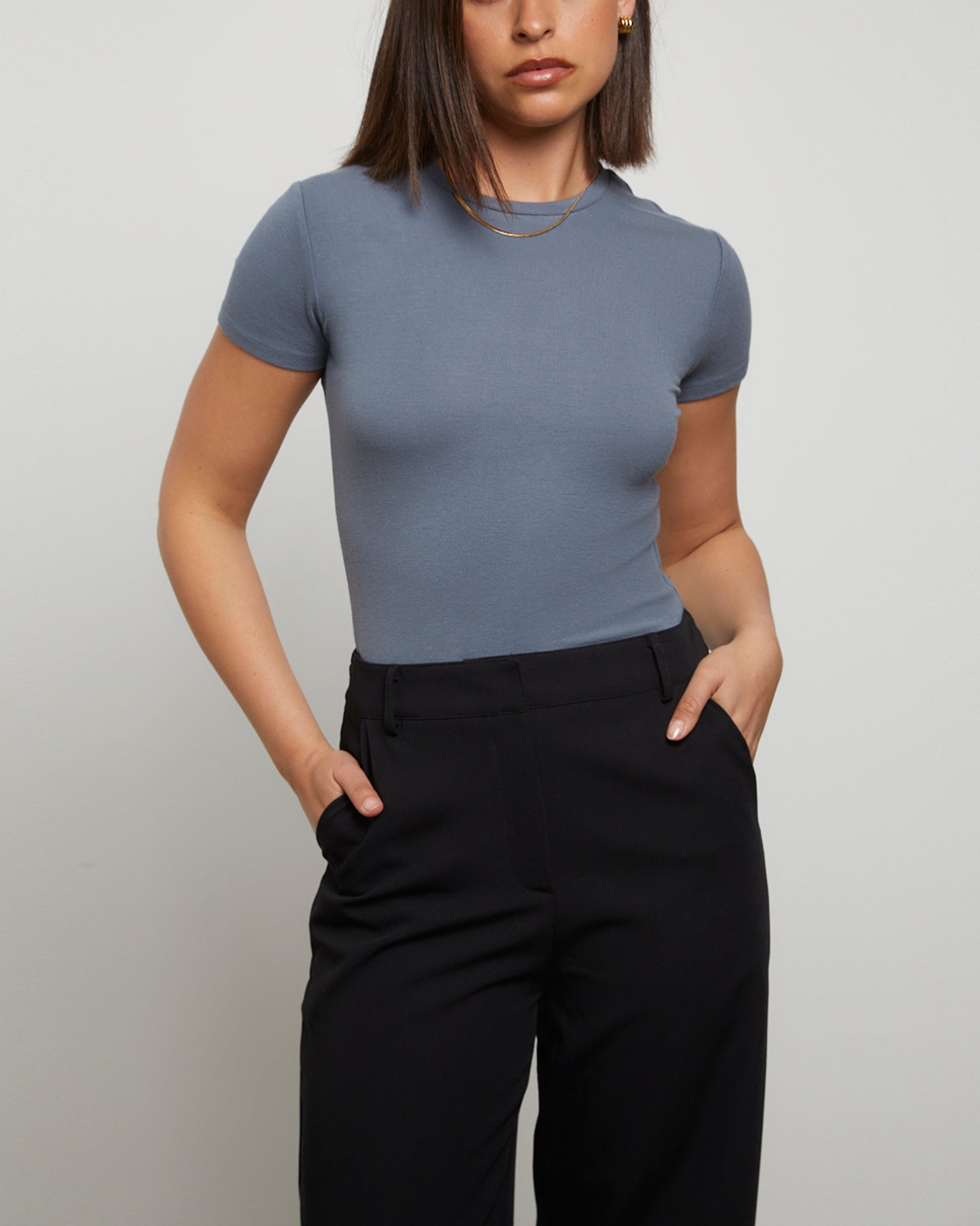 Slinky Fitted Tee in Slate