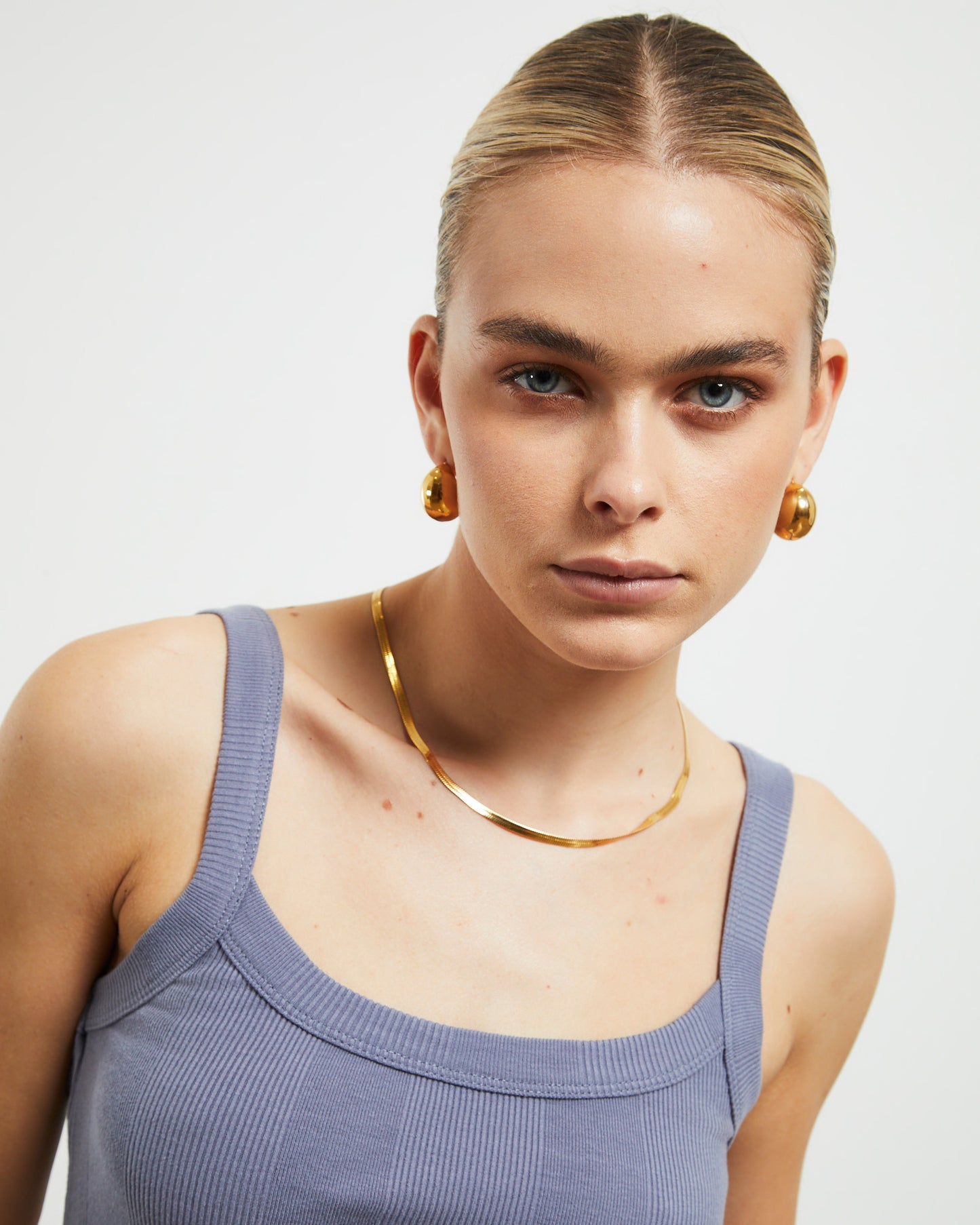 Frenchie Rib Singlet in Slate Grey