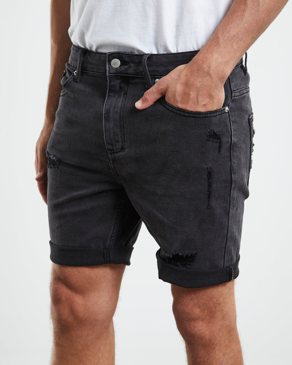 Revolver Denim Shorts New York Trashed Black BLACK