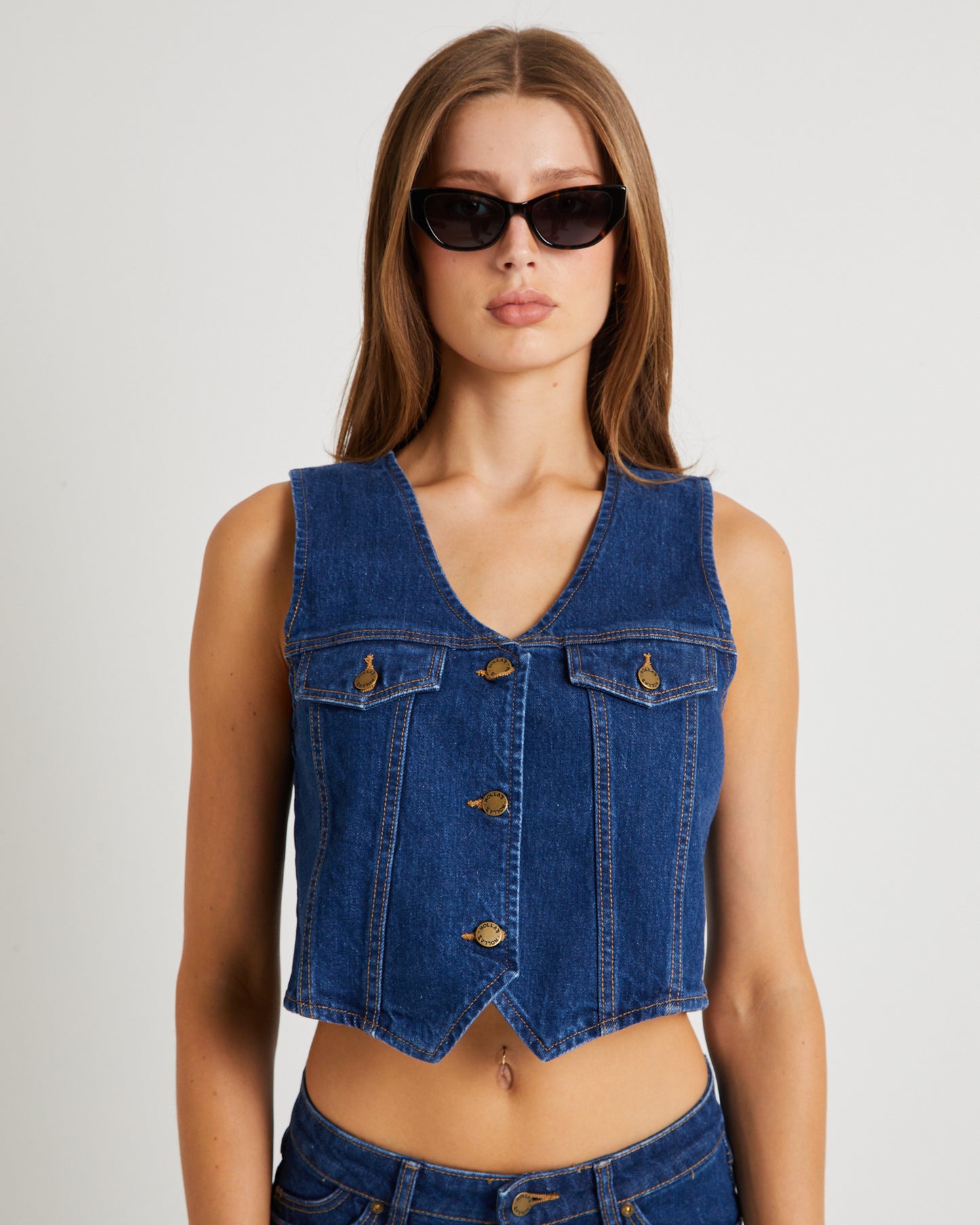 Morgan Denim Vest Dark Stone