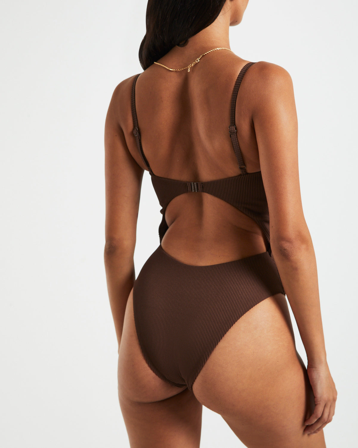 Rib Underwire One Piece CHOCOLATE