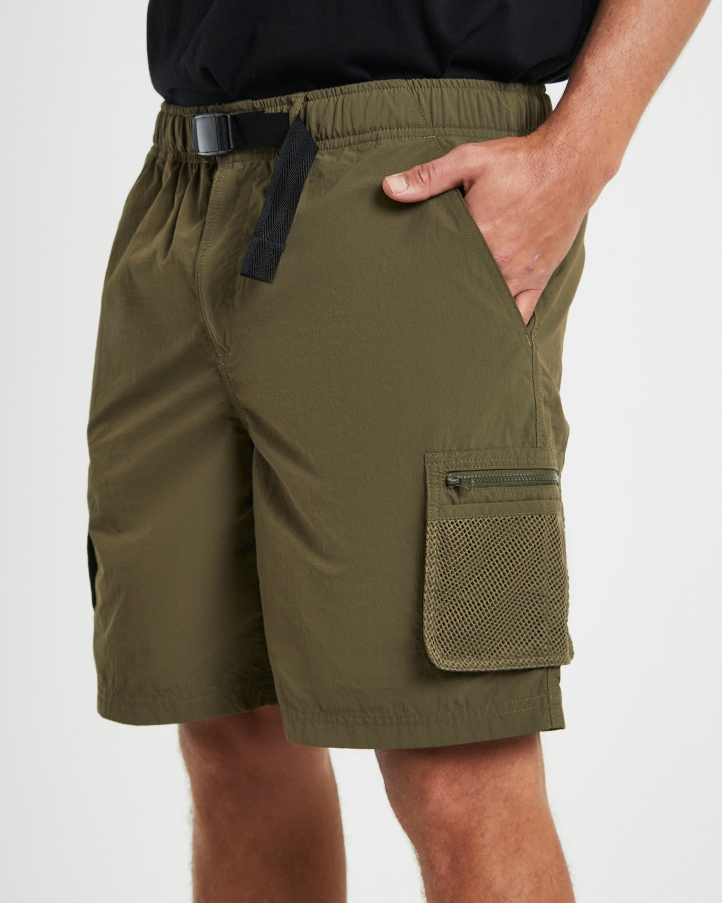 Multi Pocket Utility Cargo Shorts in Army Green