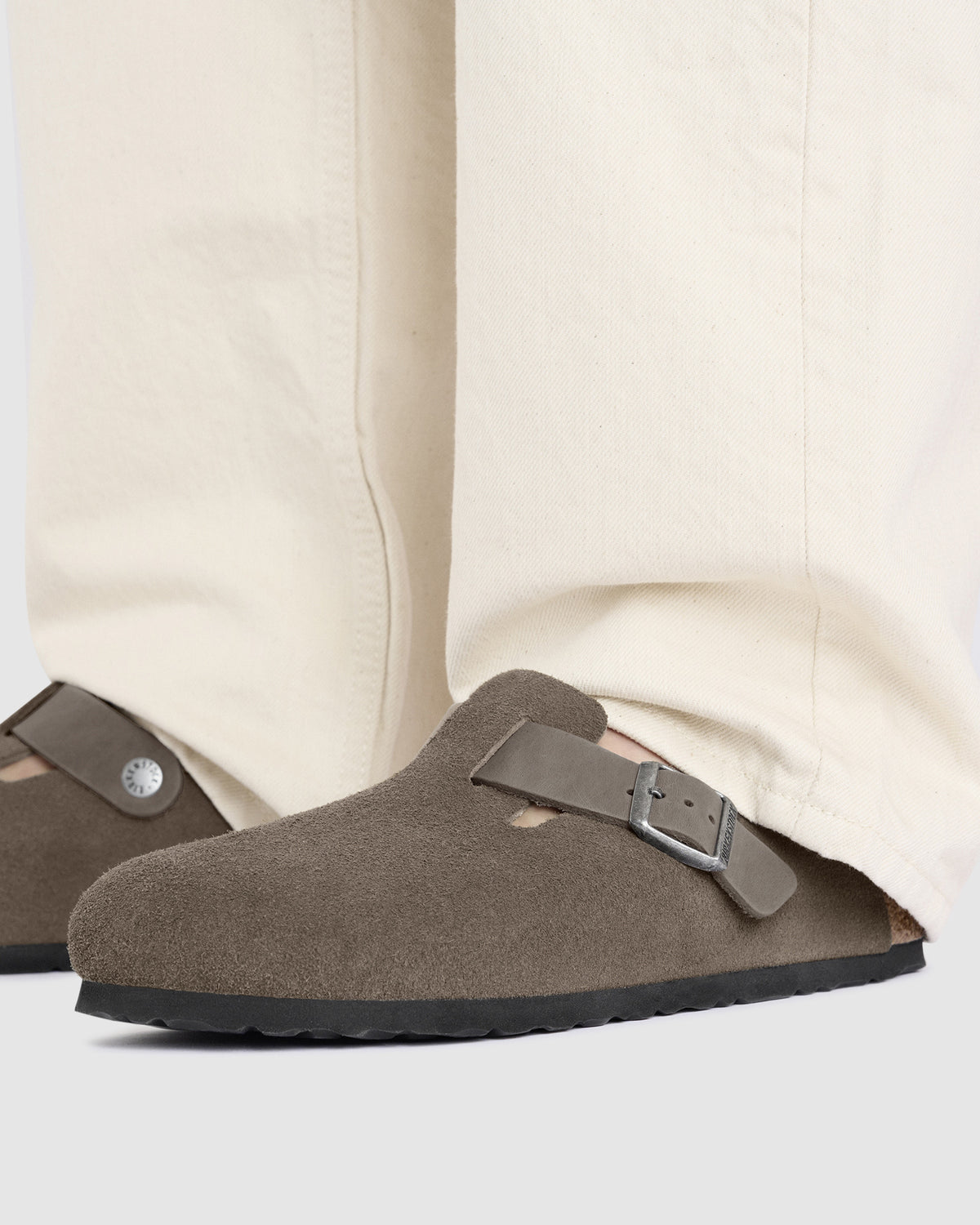 Boston Mixed Leather Clog Concrete Grey