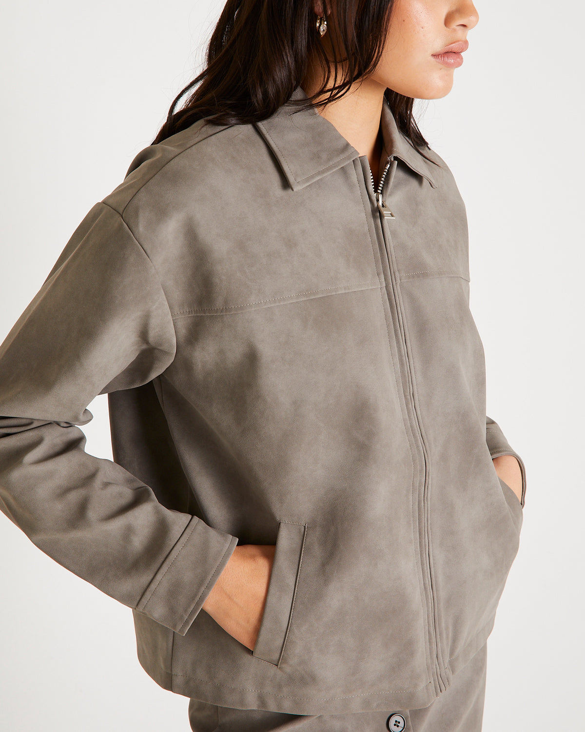 Serena Suede Jacket SLATE