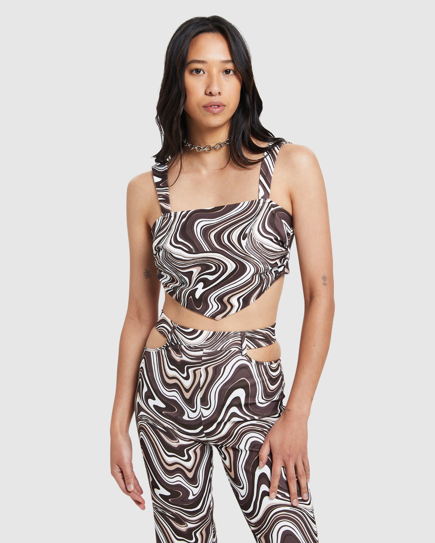 Tammy Swirl Prt Tie Back Bodice