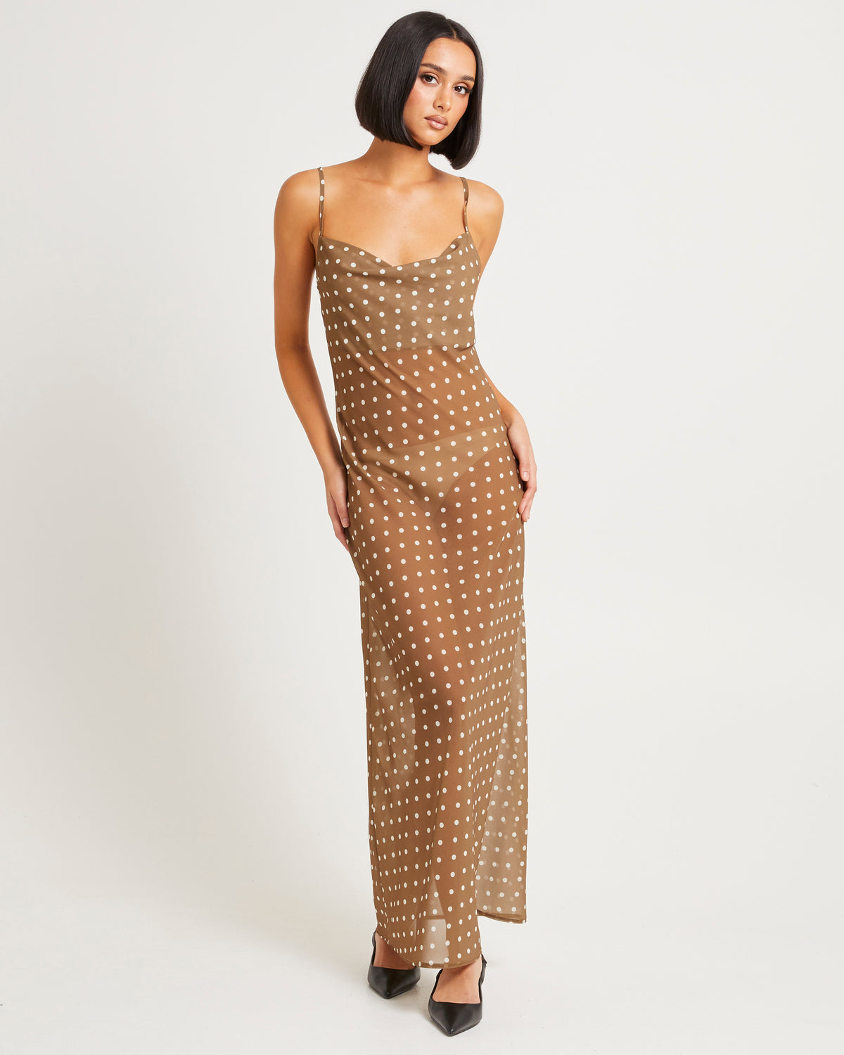 Paris Polka Dot Sheer Maxi Dress