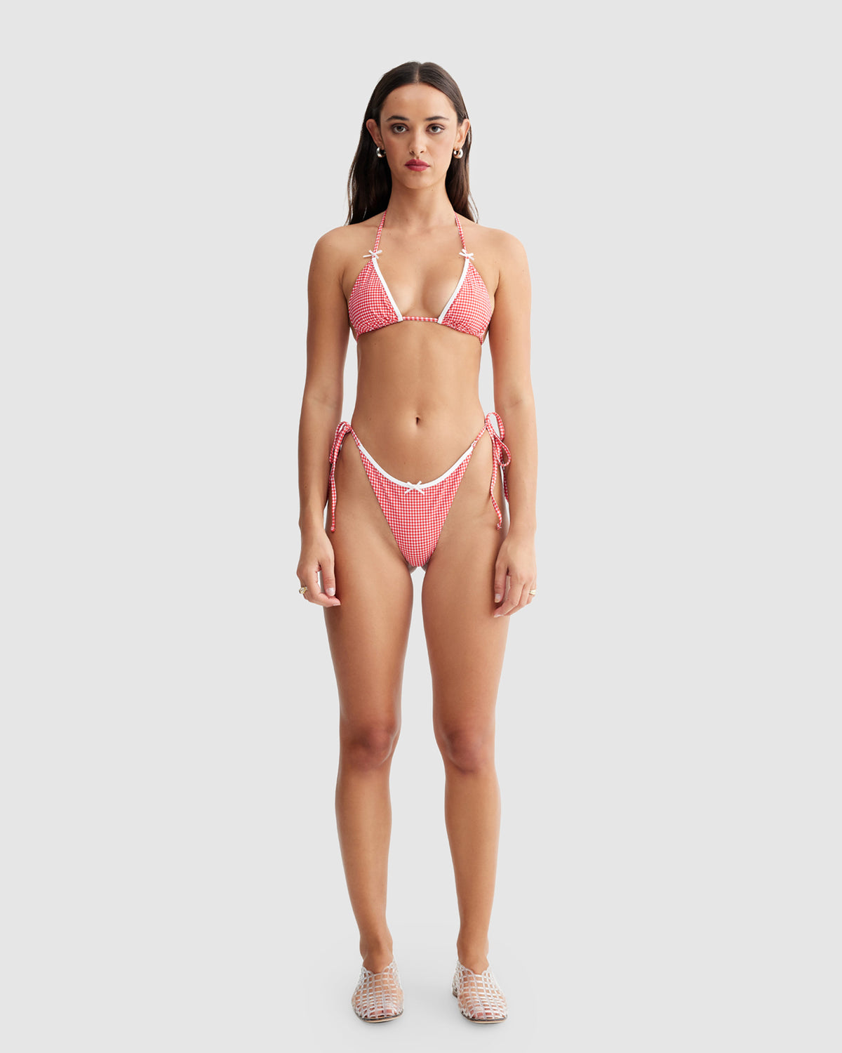 Gingham Gisel Bikini Top RED