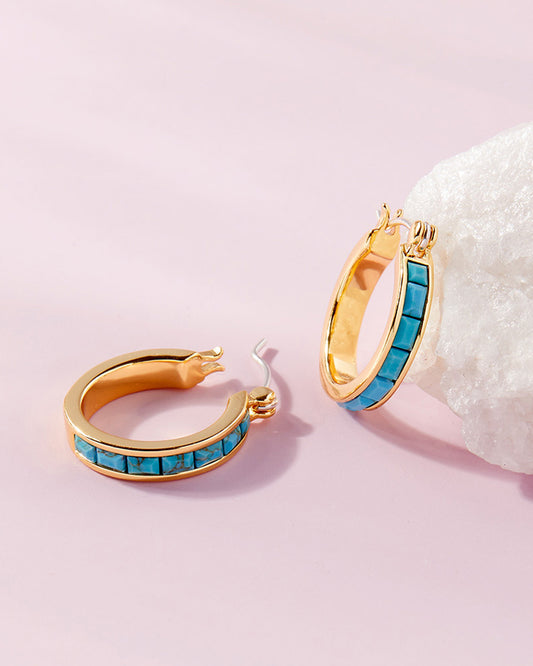 Turquoise Tile Hoop GOLD