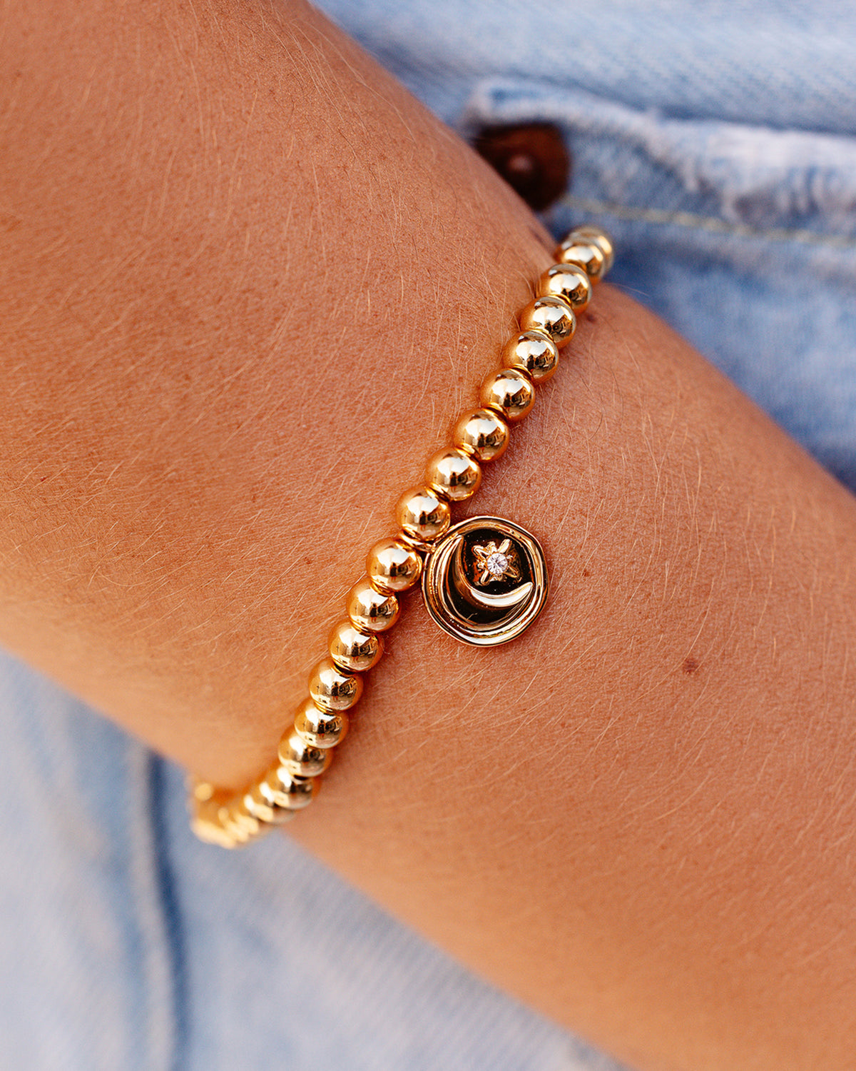 Moon Metal Stretch Gold Bracelet GOLD