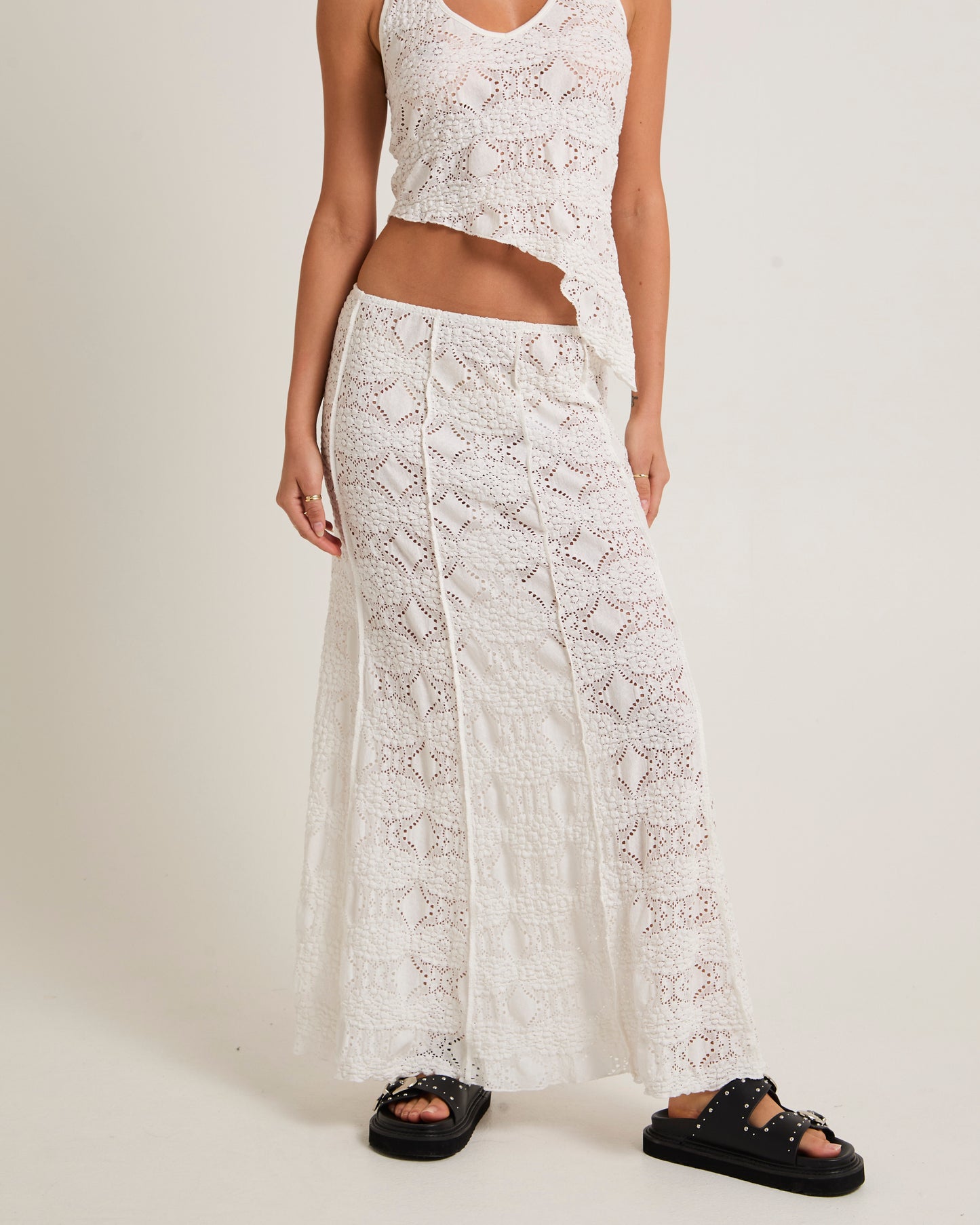 Amore Asymmetrical Textured Maxi Skirt