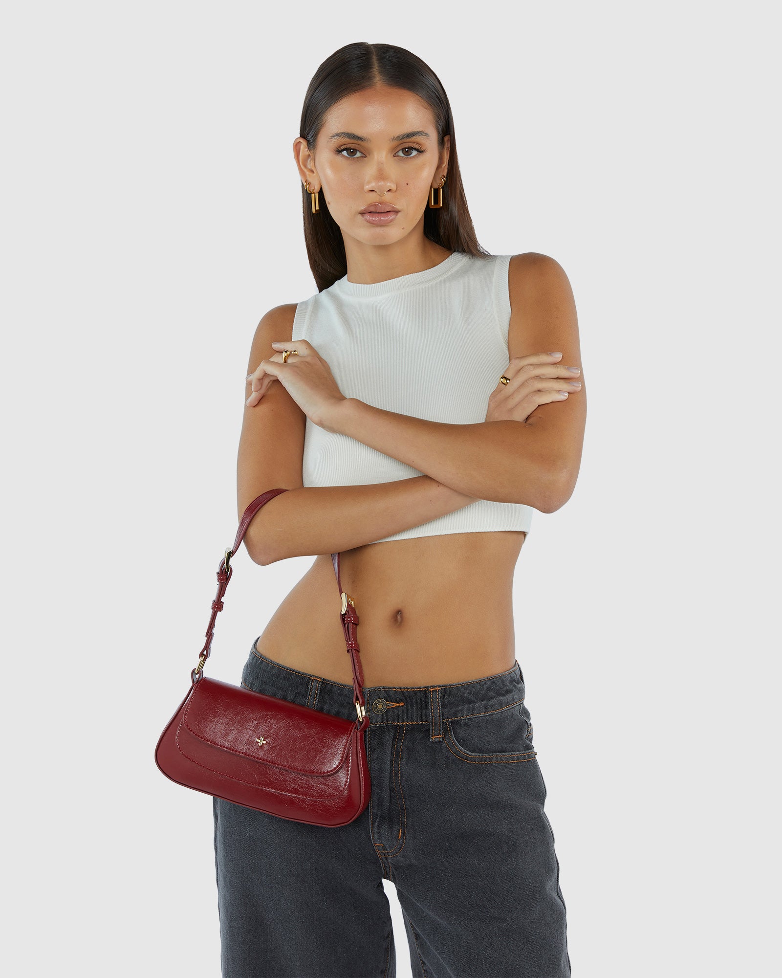 Nikki Shoulder Bag CHERRY CRINKLE/GOLD