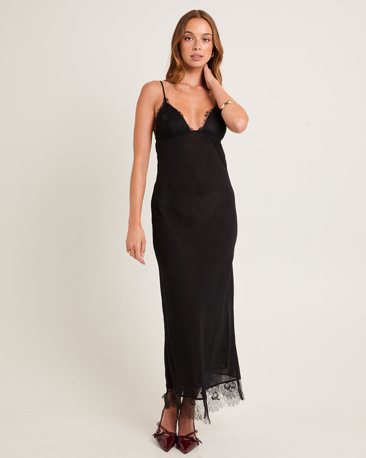 Blair Lace Tie Back Maxi Dress BLACK