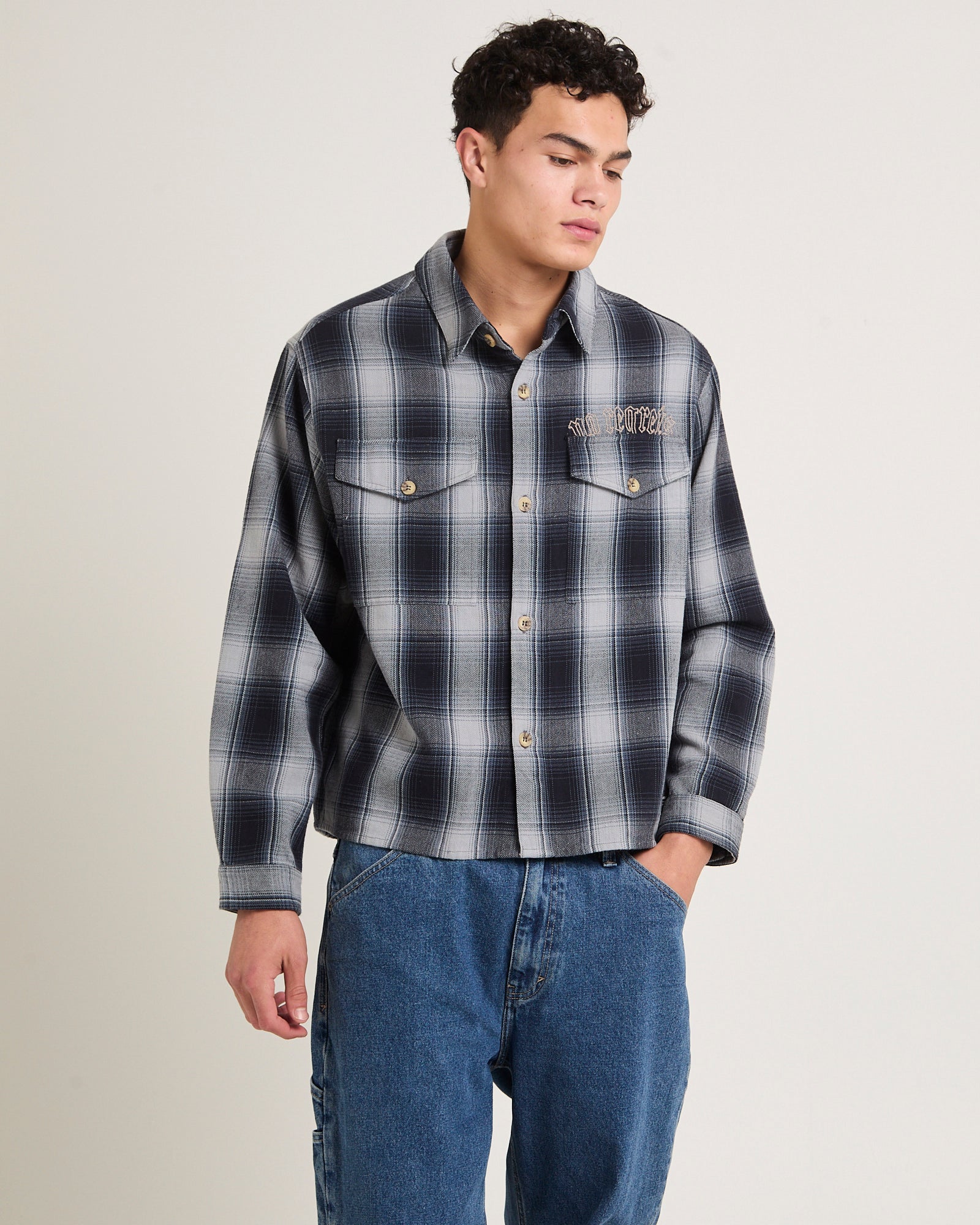 A5 Toretto Crop Shirt Check BLACK/WHITE