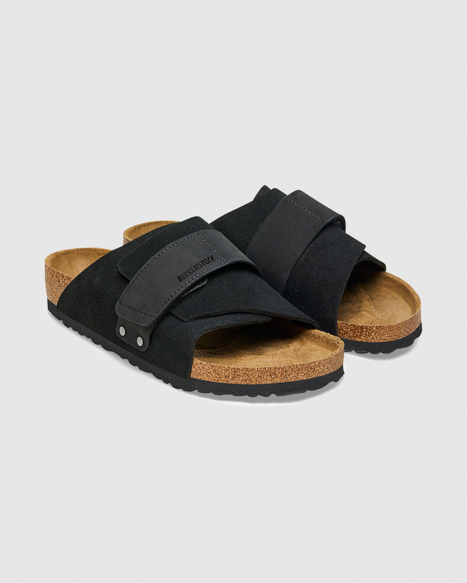 Kyoto Black Suede Nubuck Leather Sandals Black