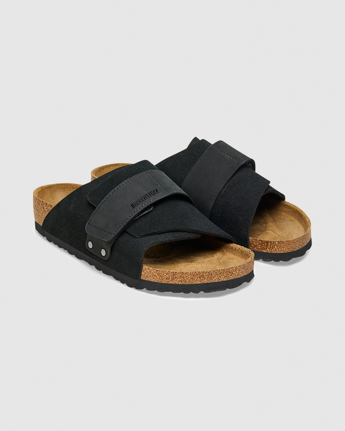 Kyoto Black Suede Nubuck Leather Sandals Black