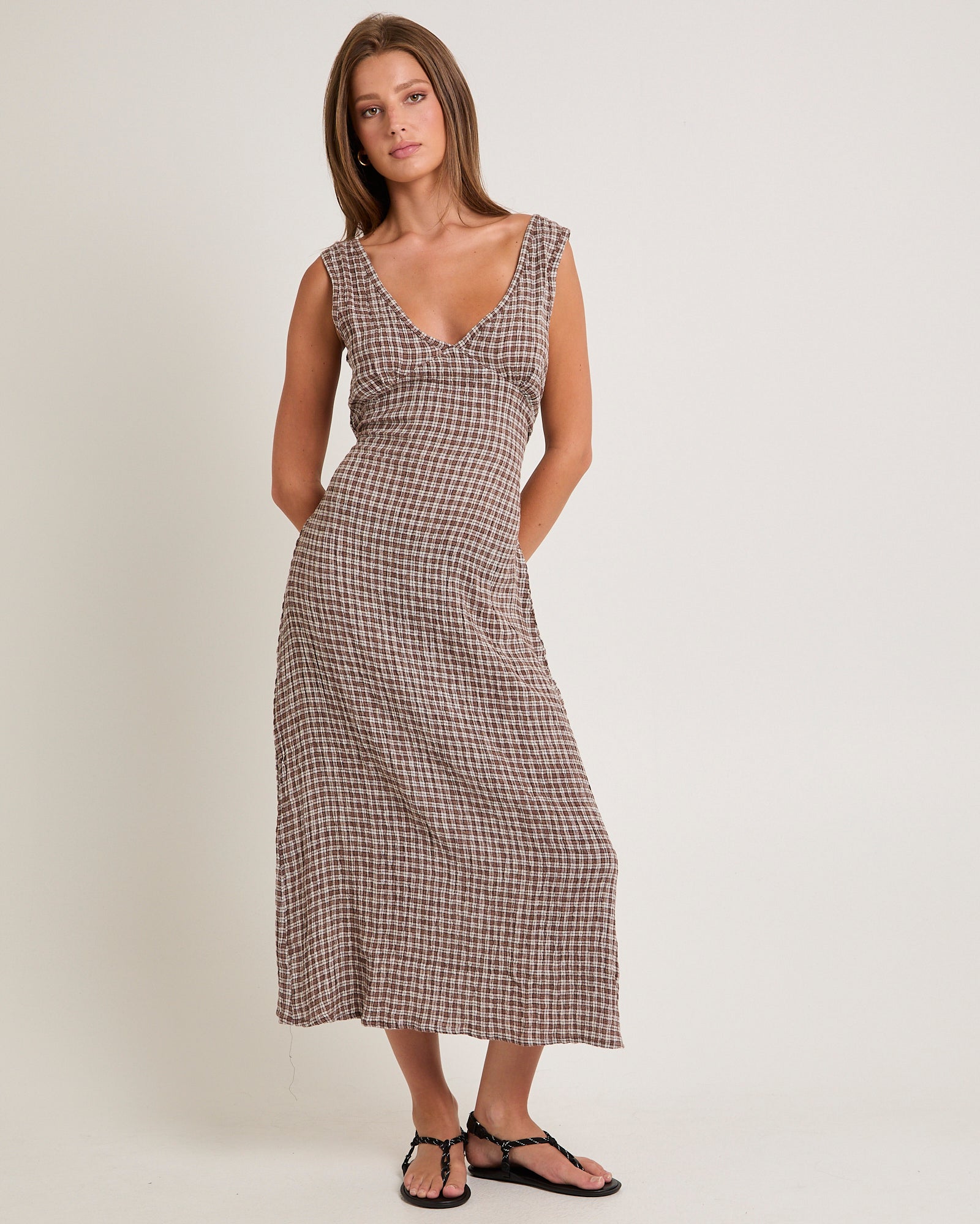 Base Seersucker Check Maxi Dress – General Pants Co.